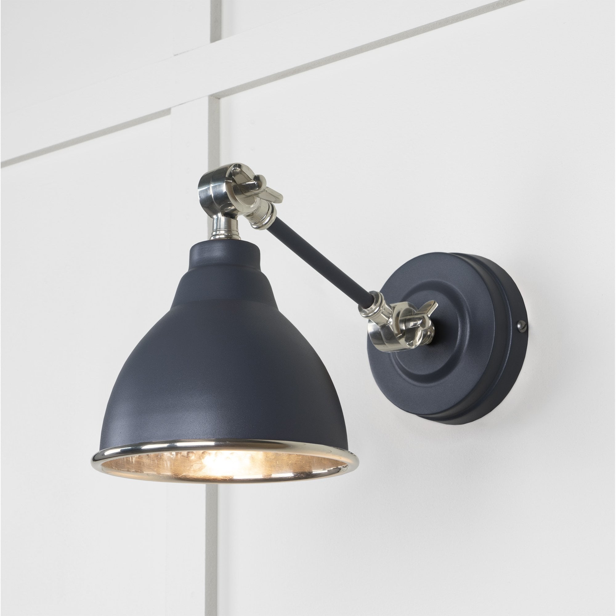 From The Anvil Hammered Nickel Brindley Wall Light - Slate (Mid Grey)