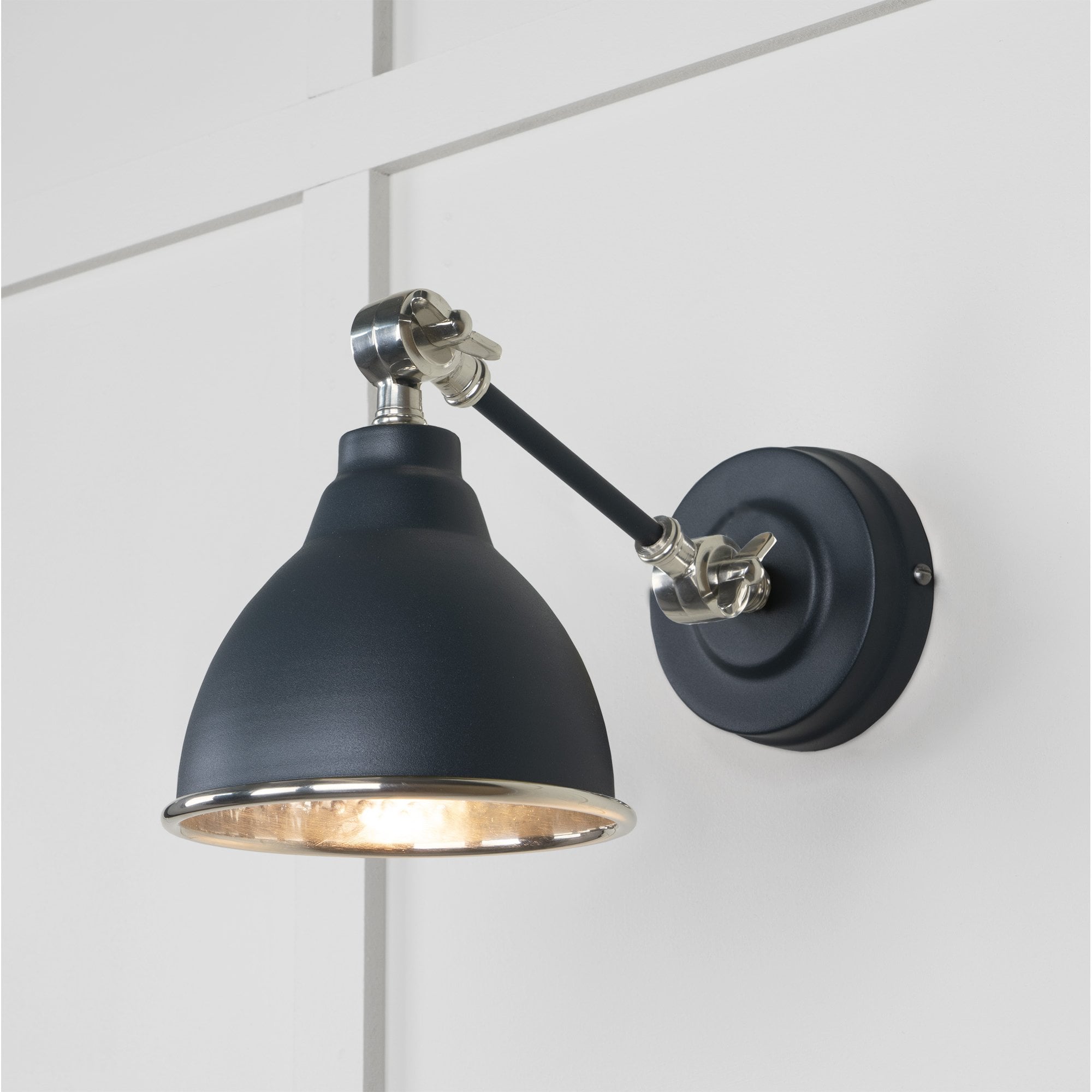From The Anvil Hammered Nickel Brindley Wall Light - Soot (Dark Grey)