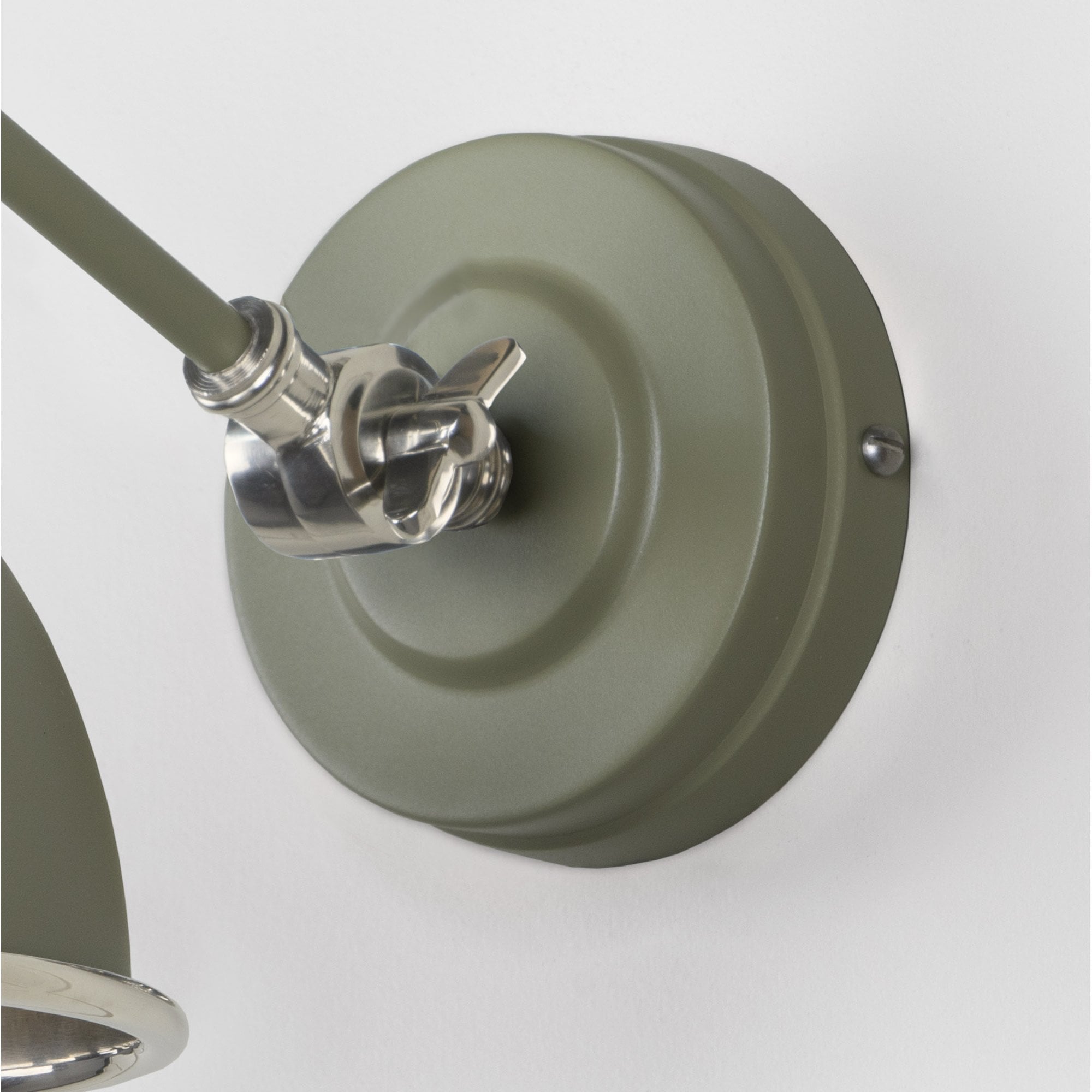 From The Anvil Hammered Nickel Brindley Wall Light - Tump (Pale Green)