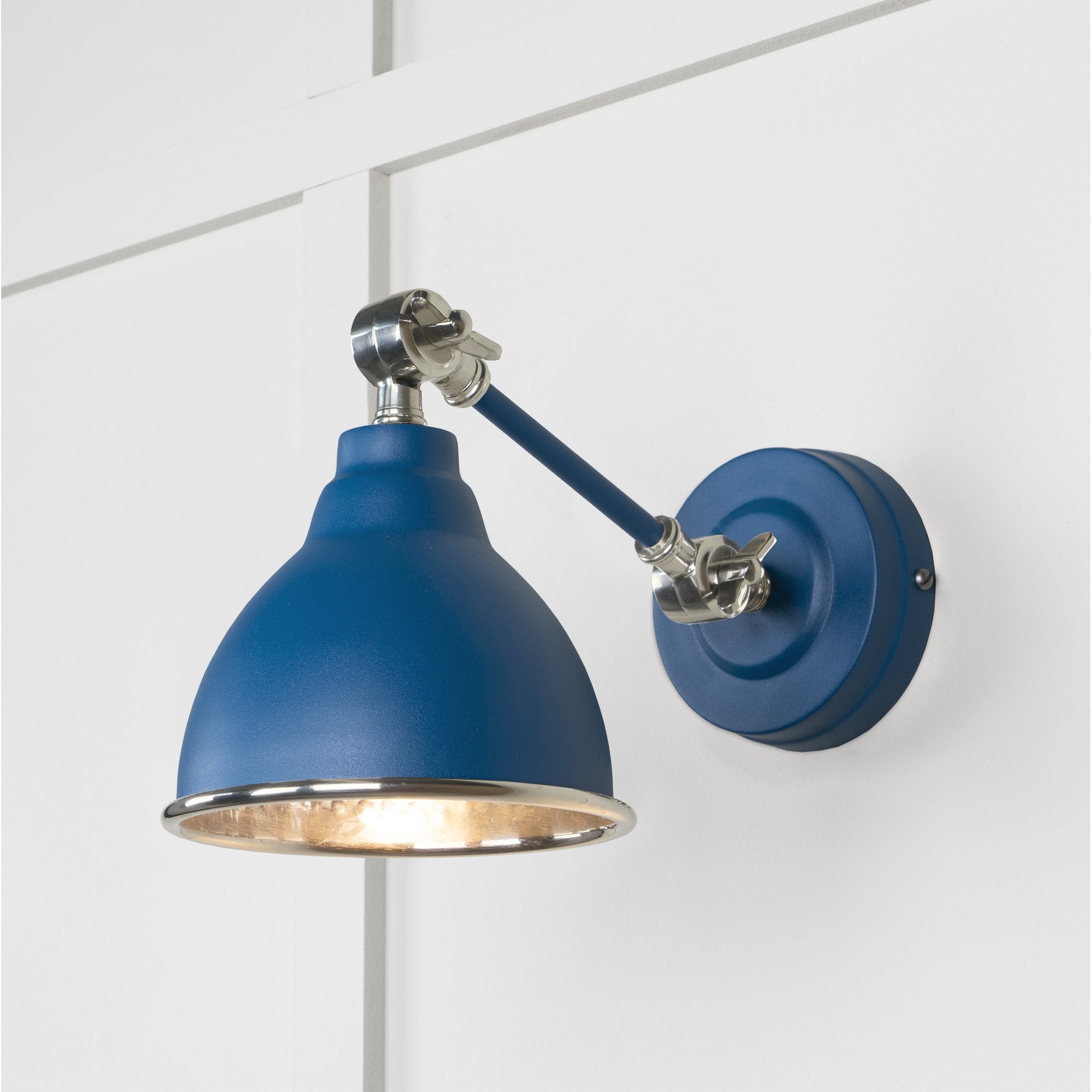 From The Anvil Hammered Nickel Brindley Wall Light - Upstream (Blue)