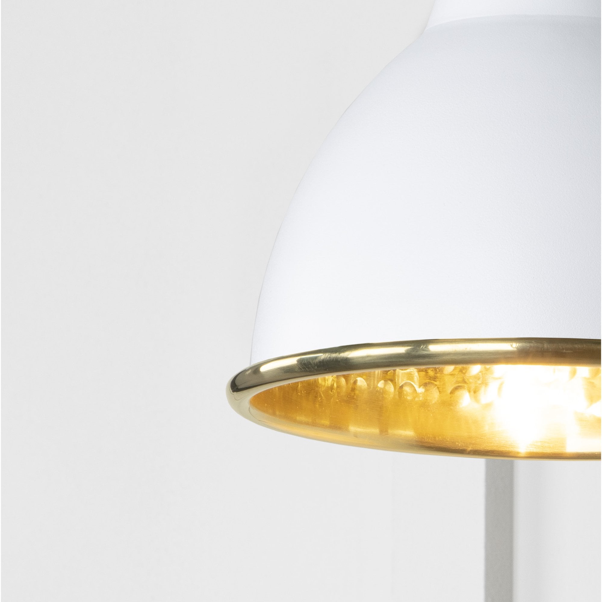 From The Anvil Hammered Brass Brindley Wall Light - Flock (Matt White)