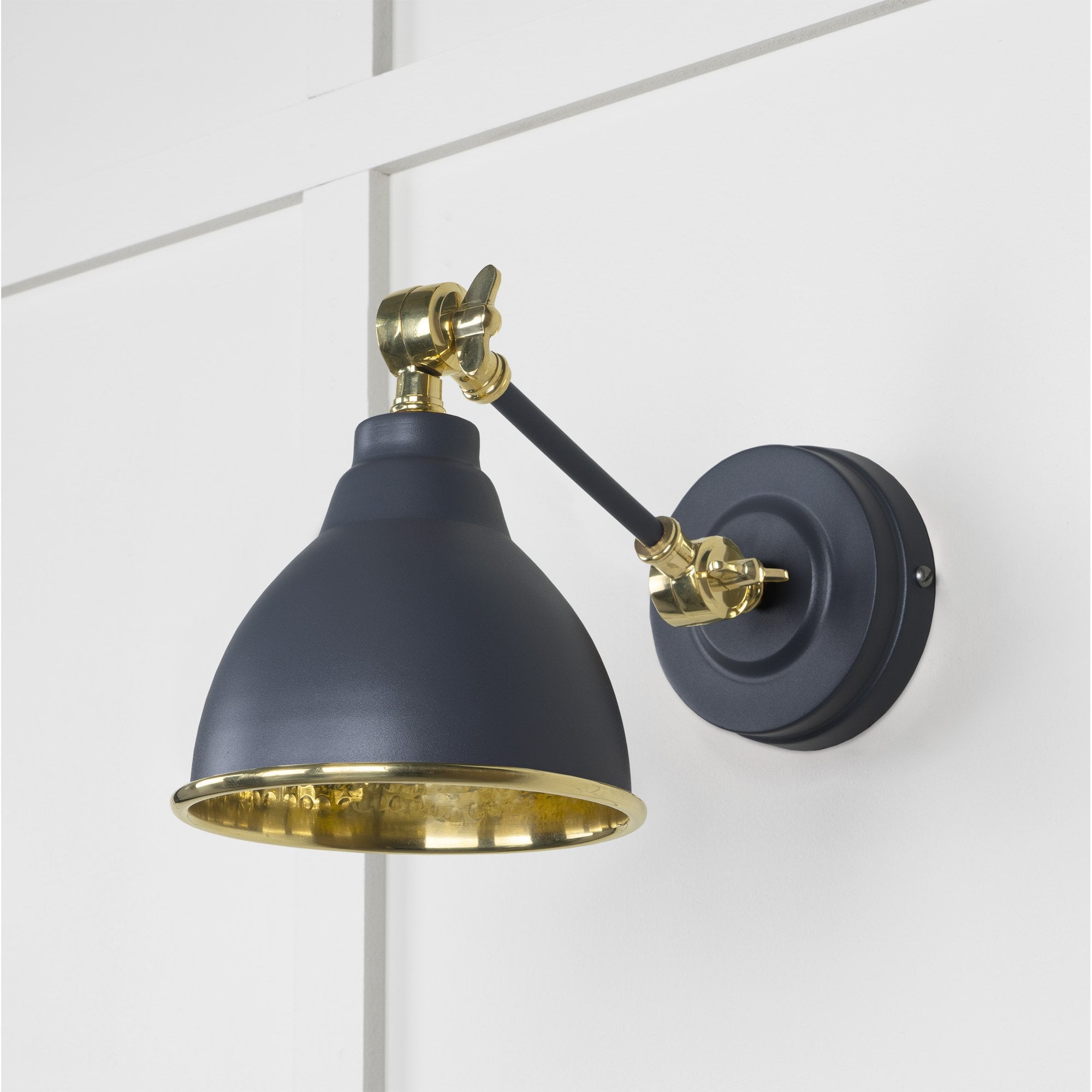 From The Anvil Hammered Brass Brindley Wall Light - Slate (Mid Grey)