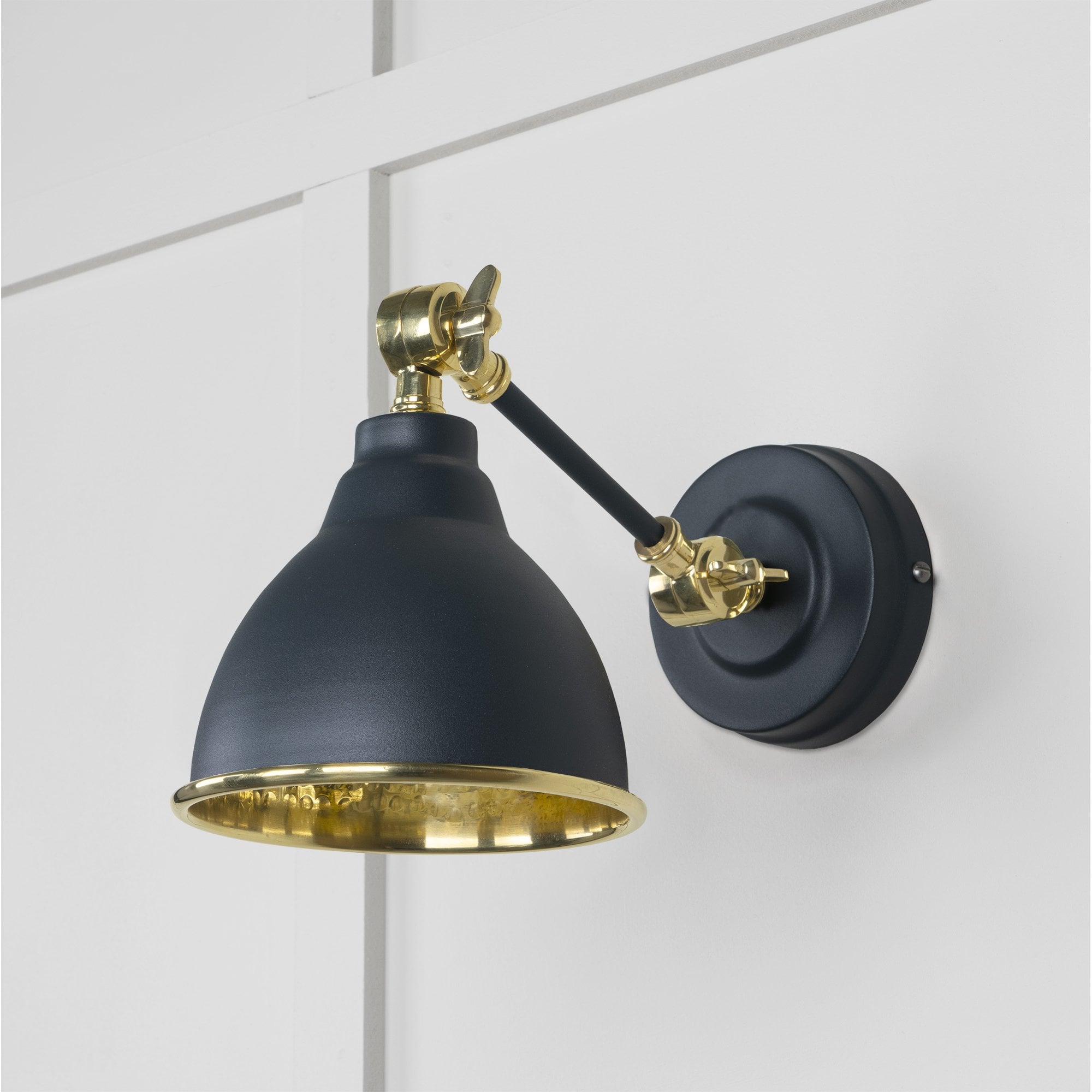 From The Anvil Hammered Brass Brindley Wall Light - Soot (Dark Grey)