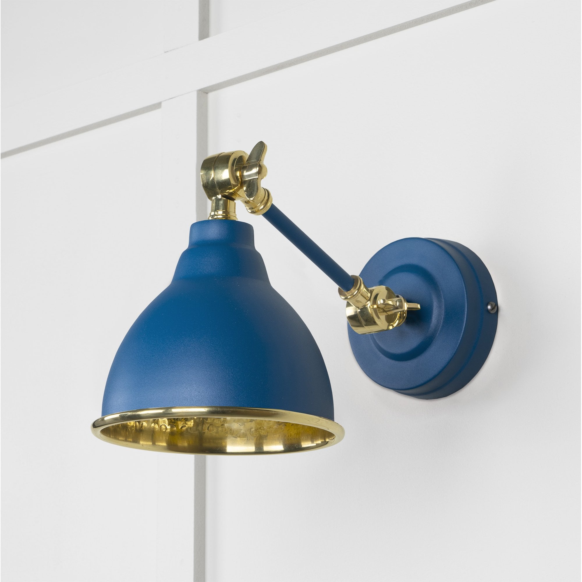 From The Anvil Hammered Brass Brindley Wall Light - Upstream (Blue)