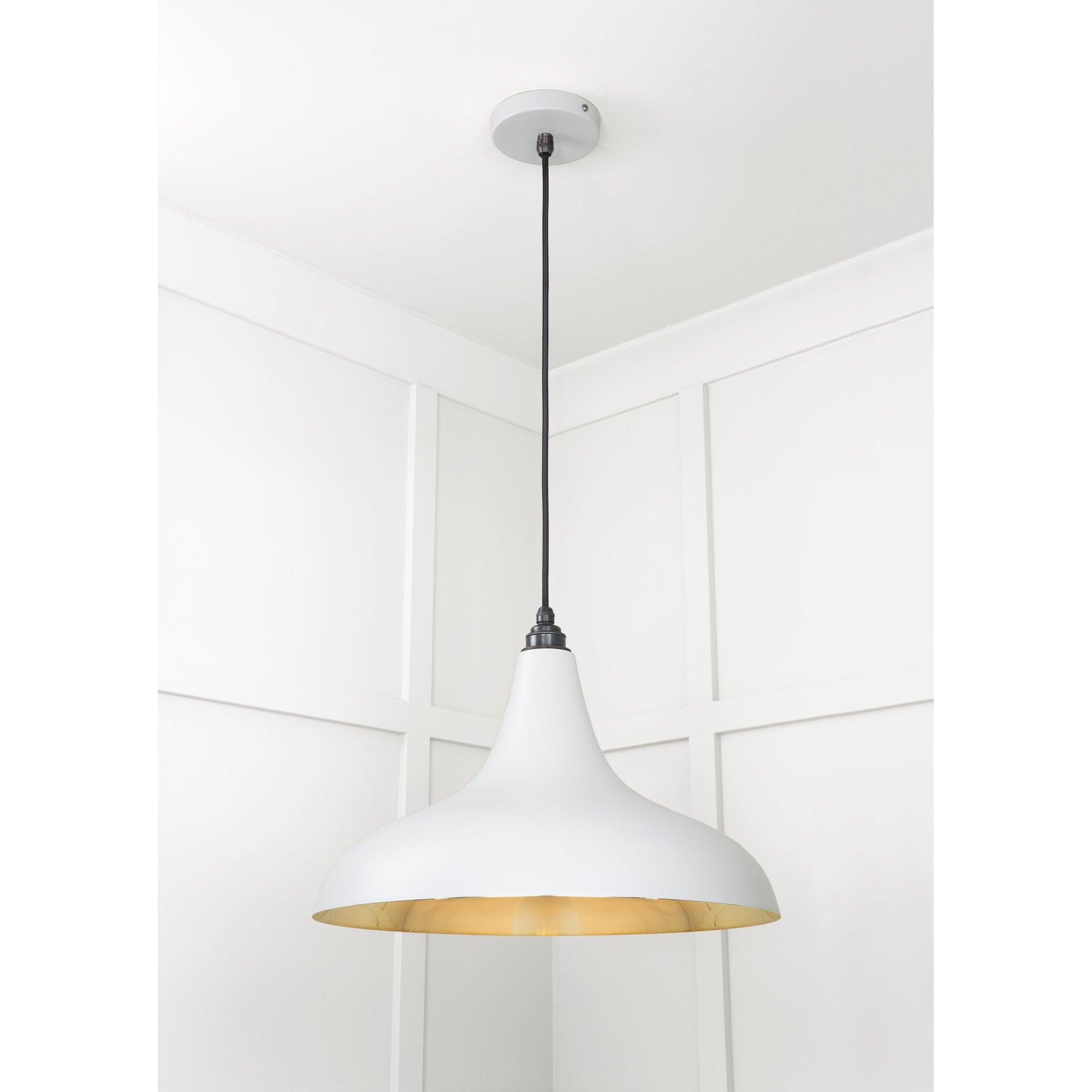 From The Anvil Smooth Brass Frankley Pendant - Birch (Pale Grey)
