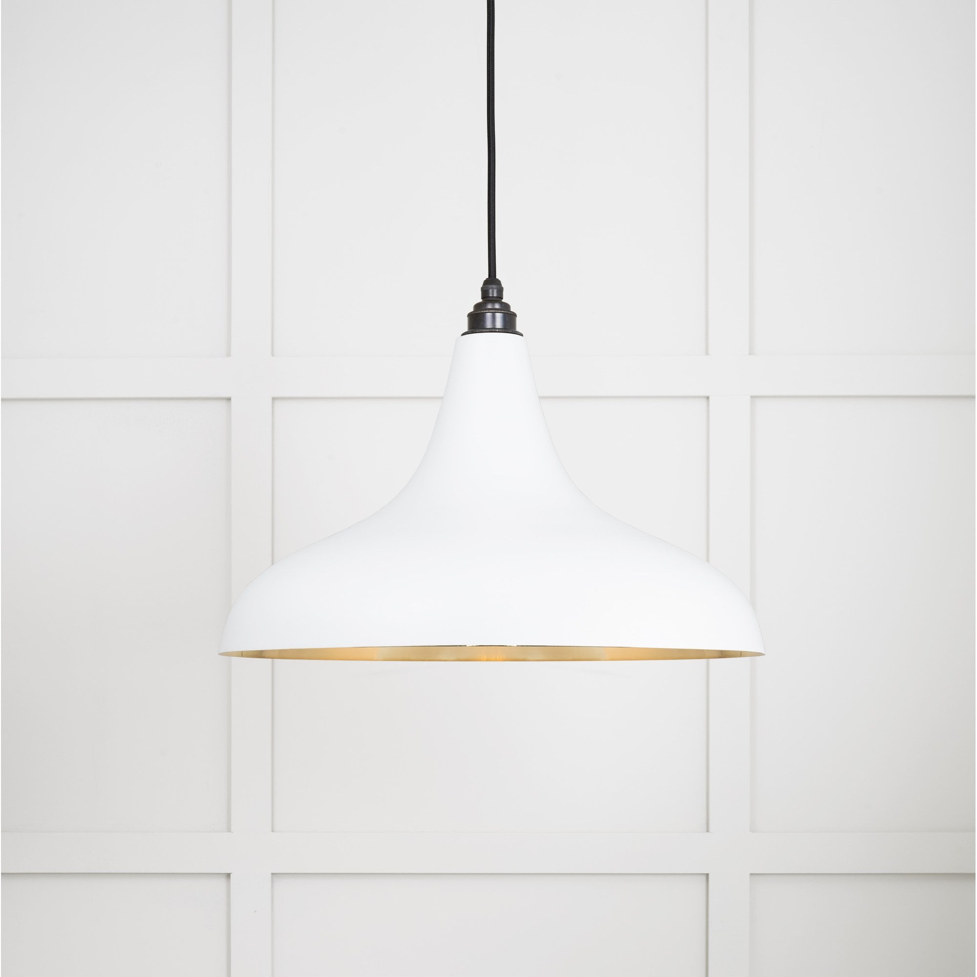 From The Anvil Smooth Brass Frankley Pendant - Flock (Matt White)