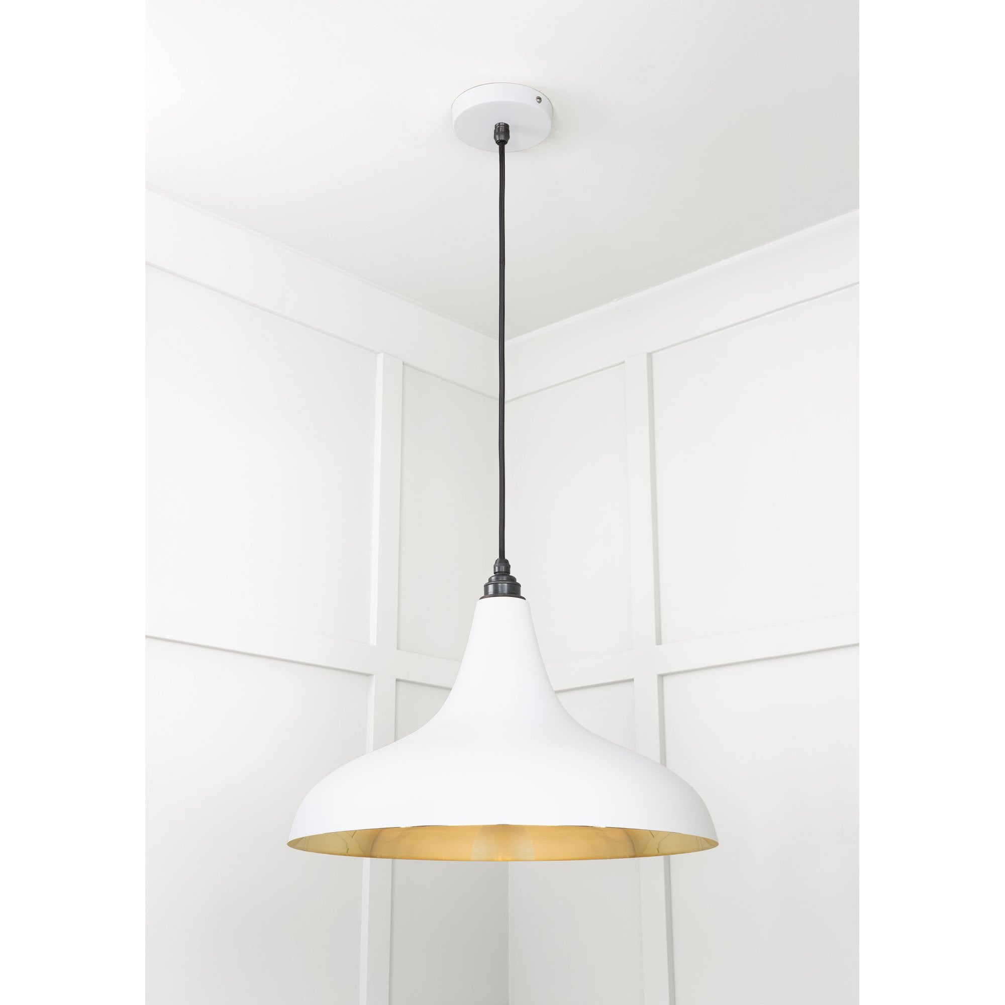From The Anvil Smooth Brass Frankley Pendant - Flock (Matt White)