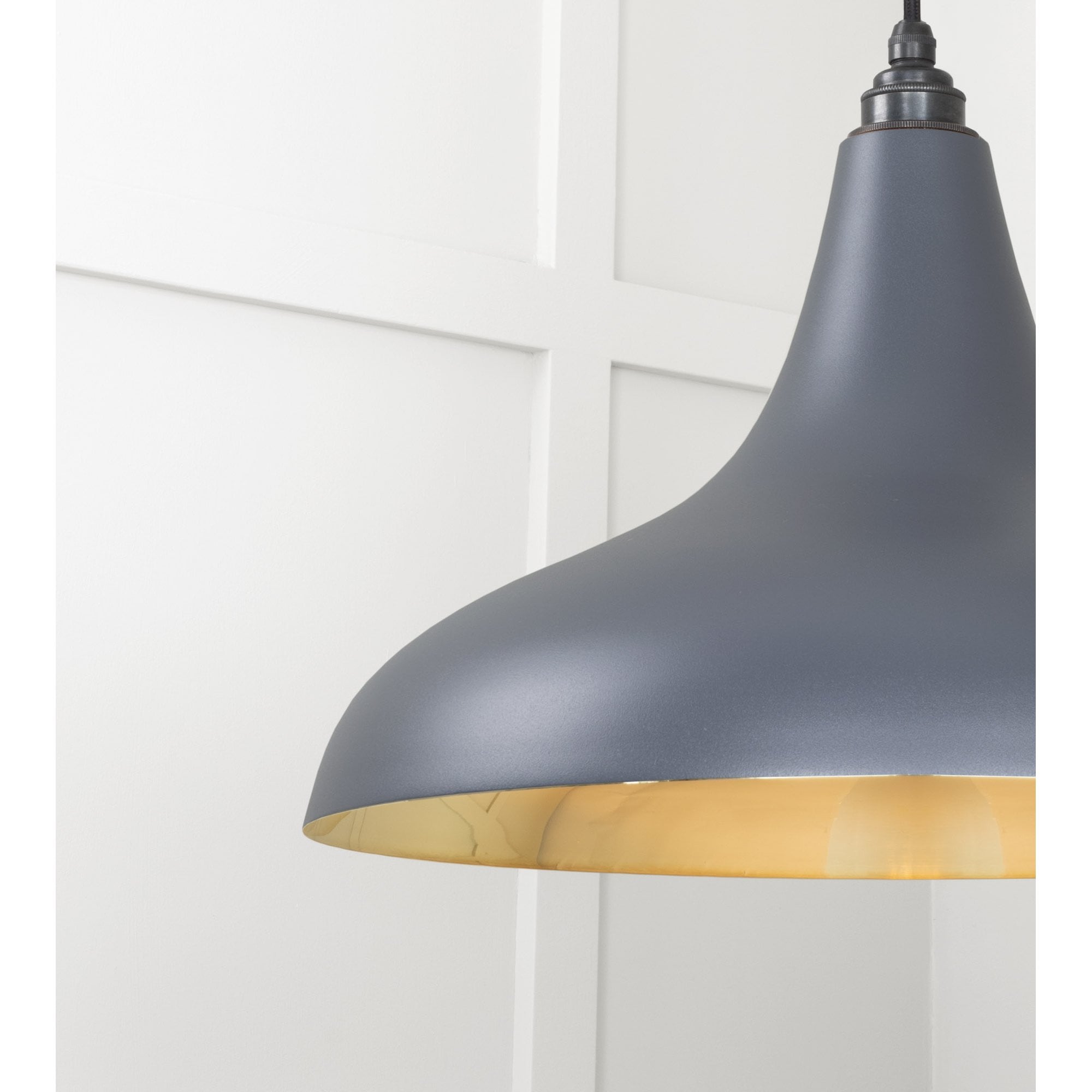 From The Anvil Smooth Brass Frankley Pendant - Slate (Mid Grey)