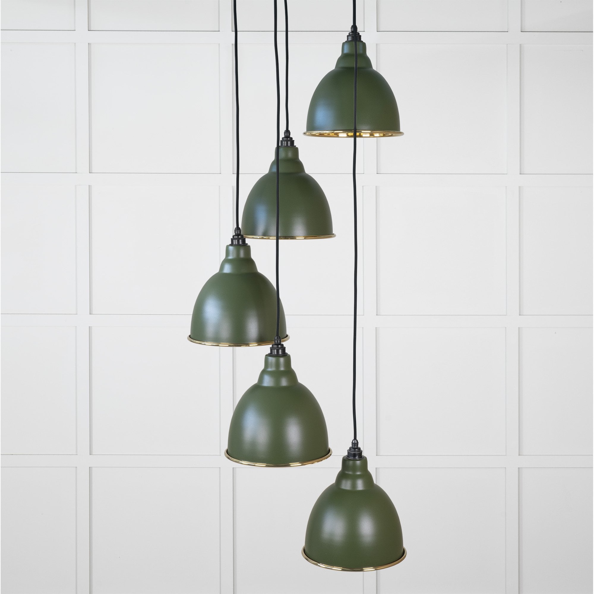 From The Anvil Smooth Brass Brindley Cluster Pendant - Heath (Earthy Green)