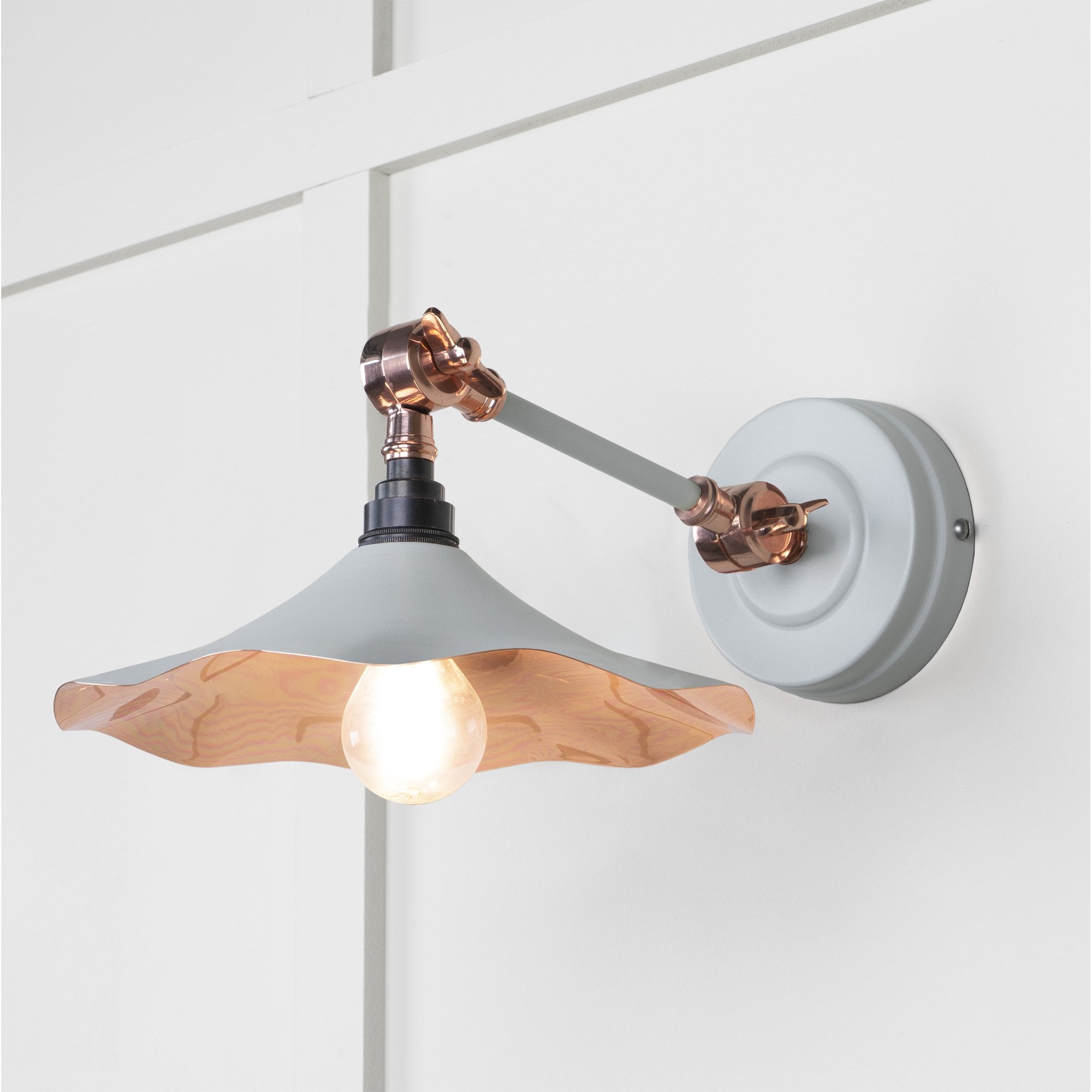From The Anvil Smooth Copper Flora Wall Light - Birch (Pale Grey)
