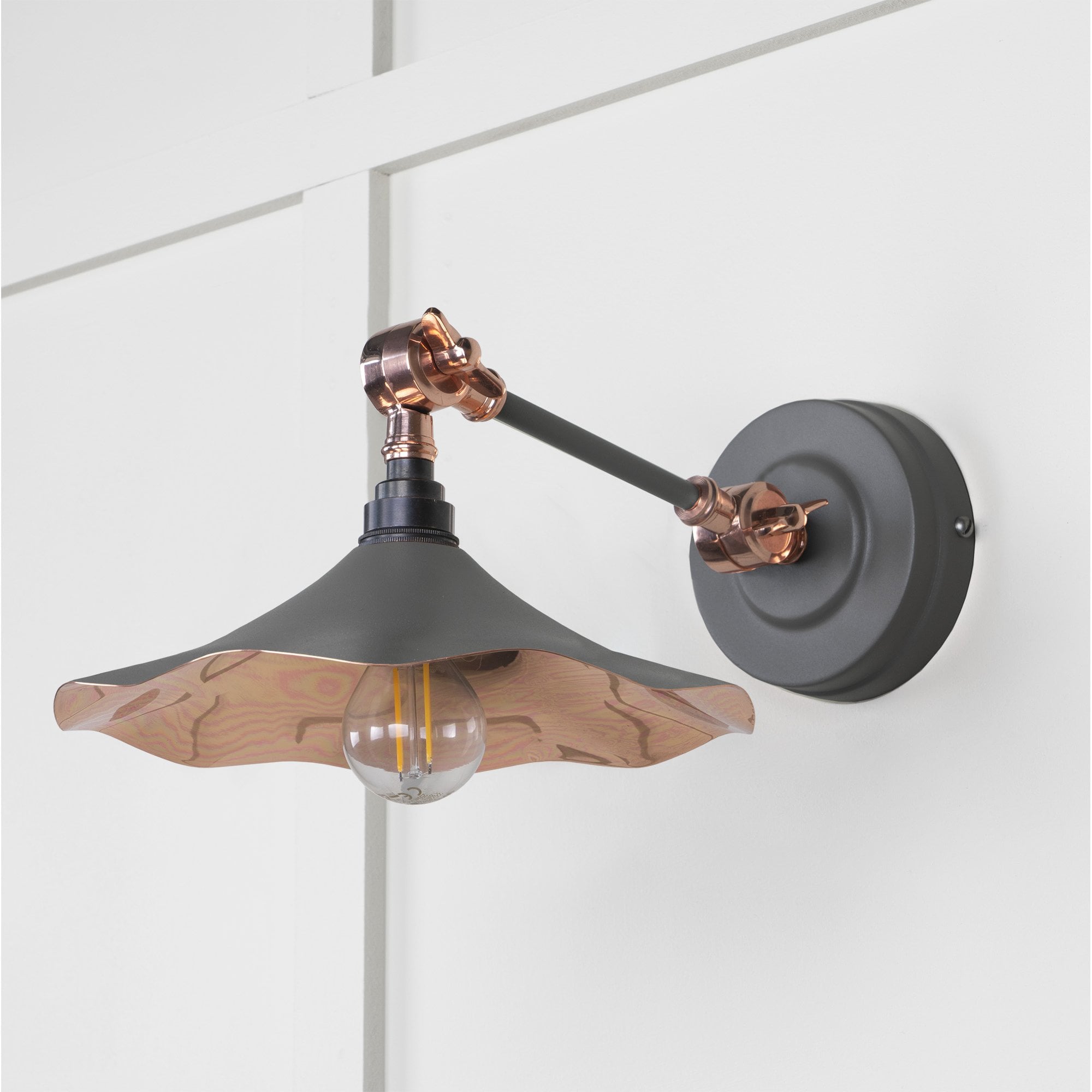 From The Anvil Smooth Copper Flora Wall Light - Bluff (Warm Grey)