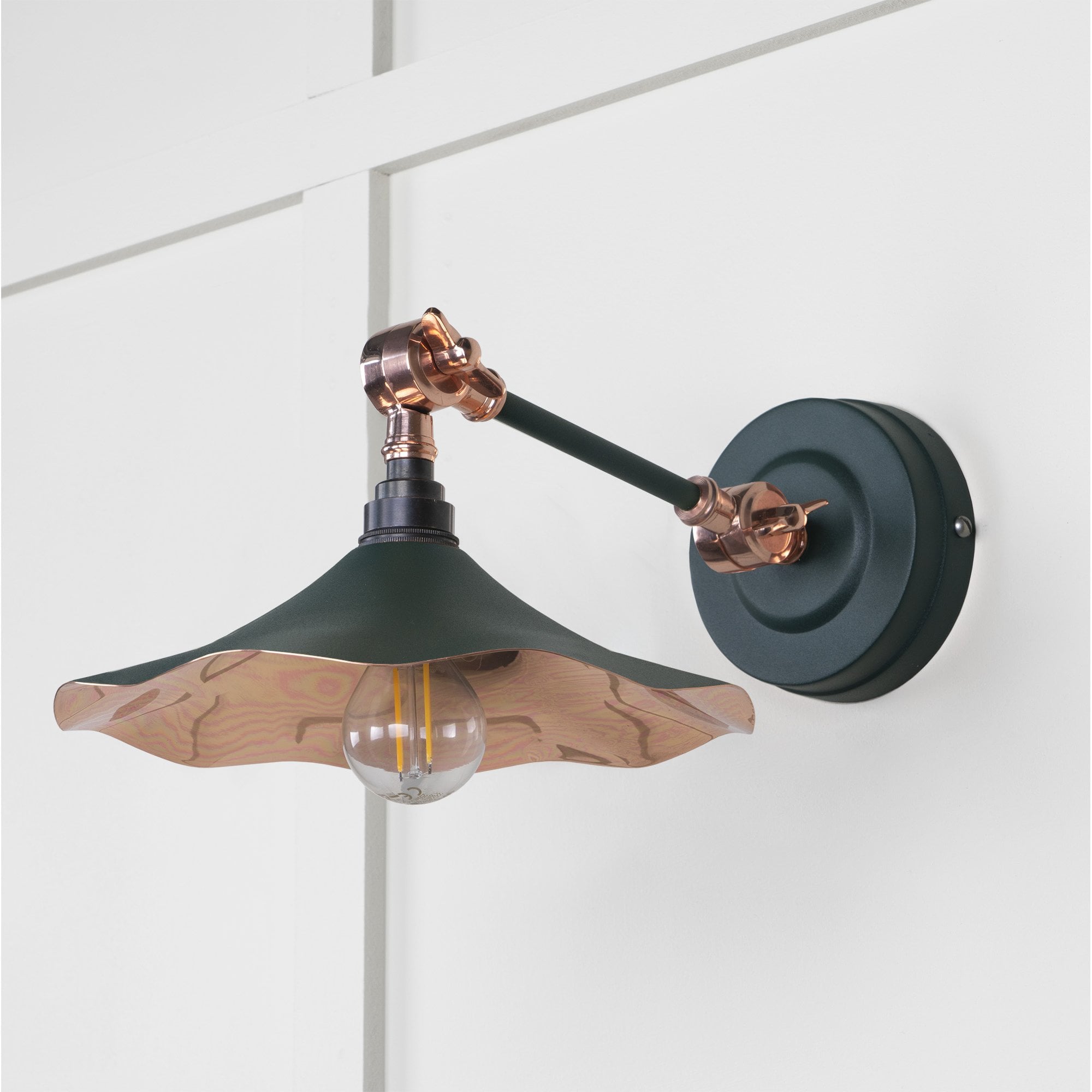 From The Anvil Smooth Copper Flora Wall Light - Dingle (Rich Green)