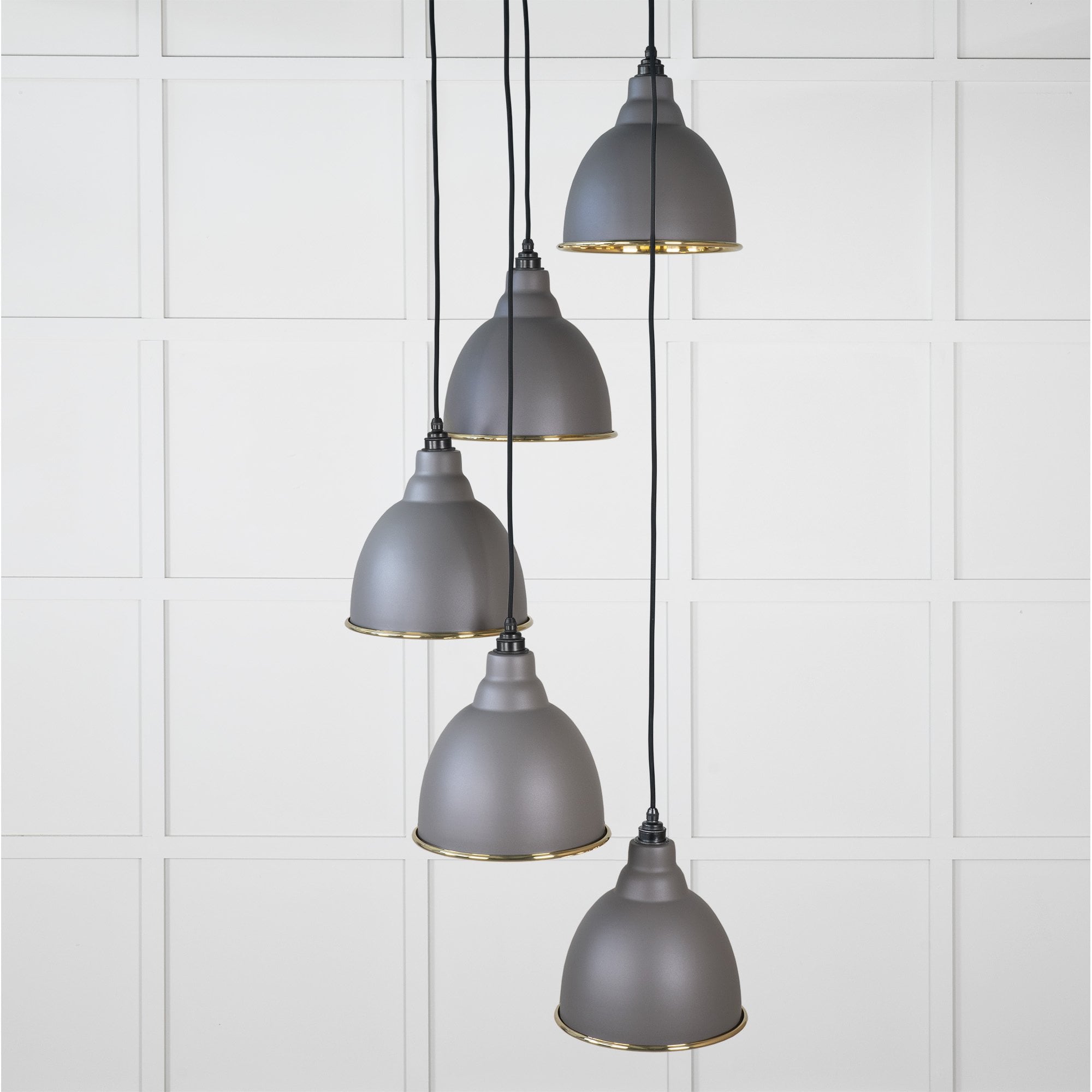 From The Anvil Smooth Brass Brindley Cluster Pendant - Bluff (Warm Grey)