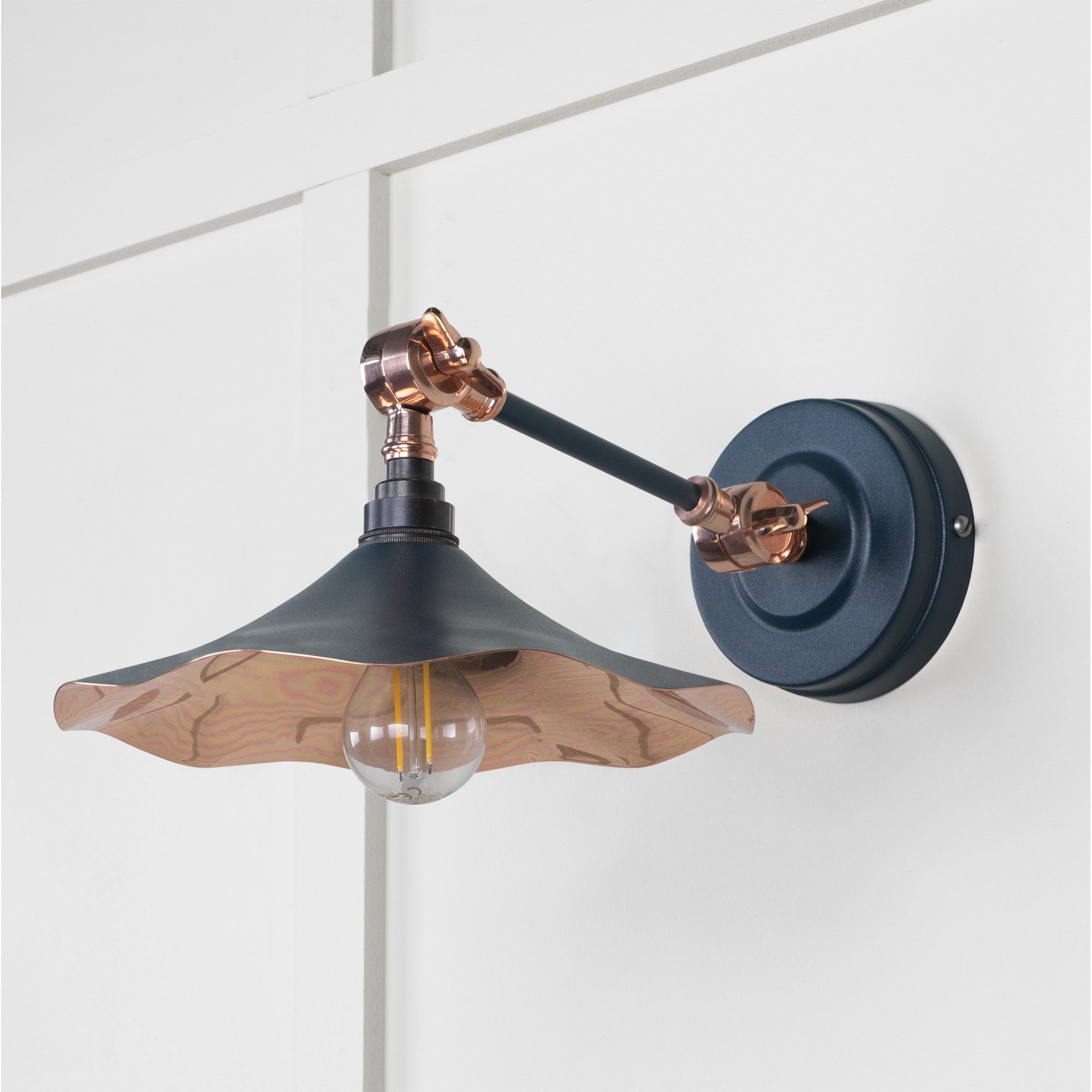 From The Anvil Smooth Copper Flora Wall Light - Dusk (Dark Blue/Grey)