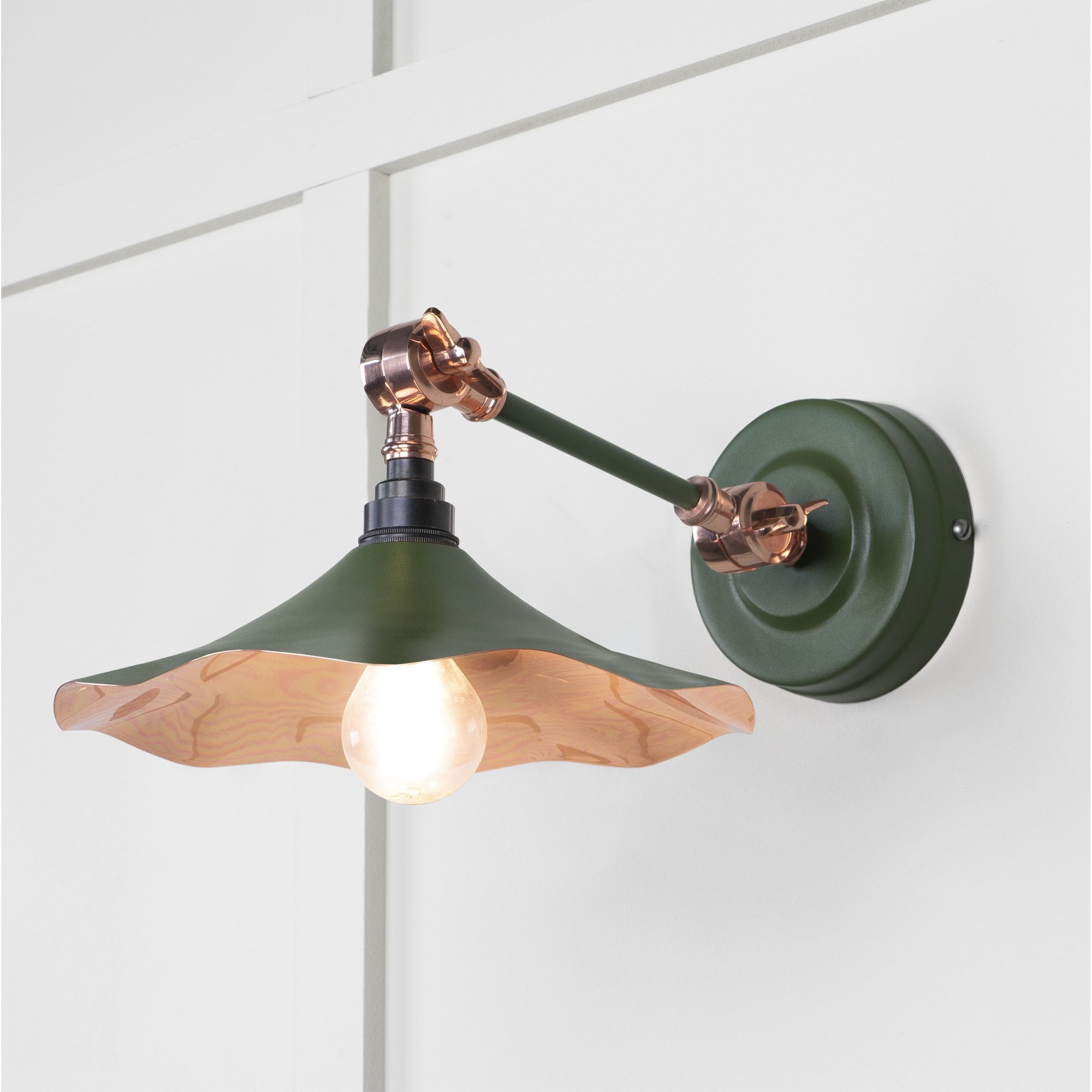 From The Anvil Smooth Copper Flora Wall Light - Heath (Earthy Green)