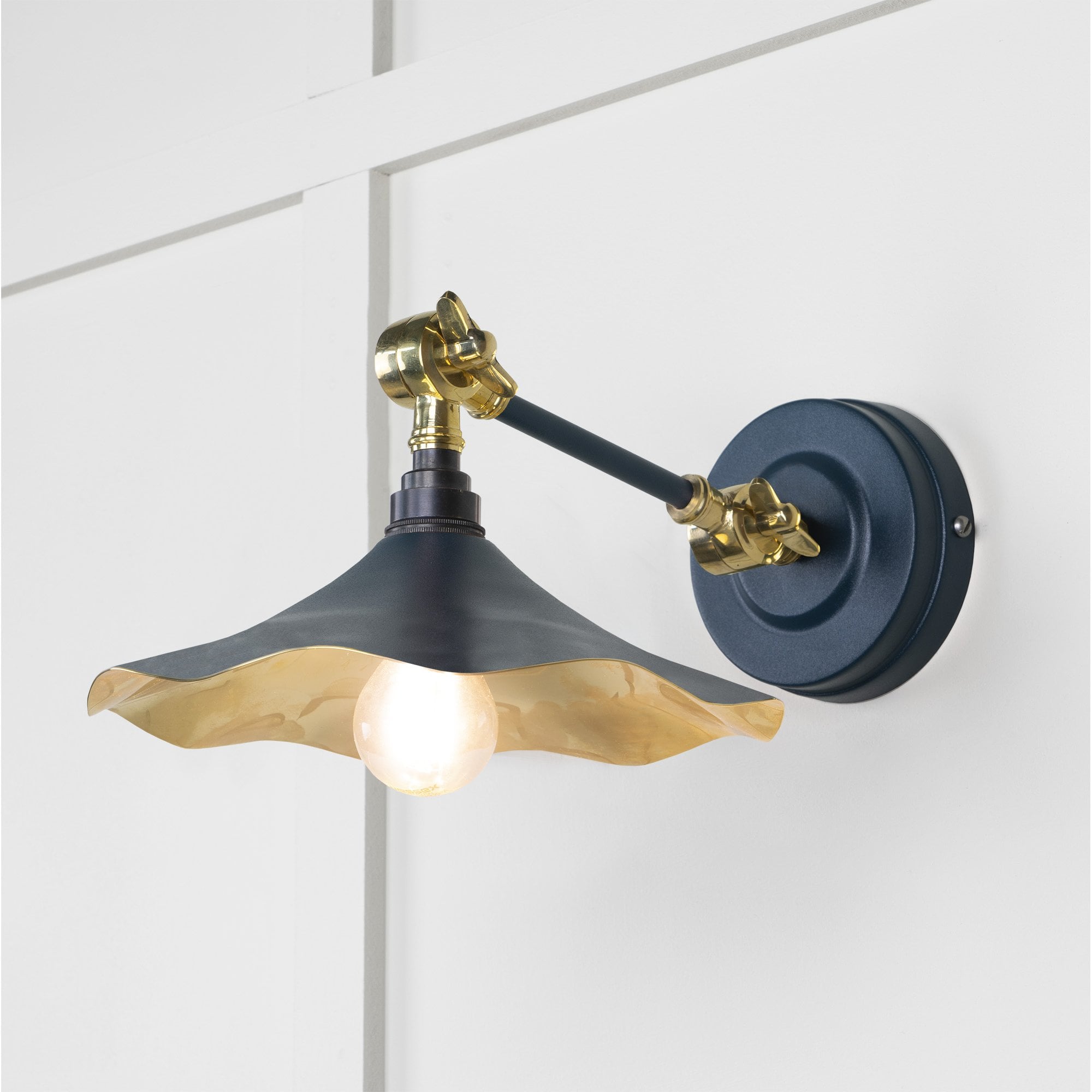 From The Anvil Smooth Brass Flora Wall Light - Dusk (Dark Blue/Grey)