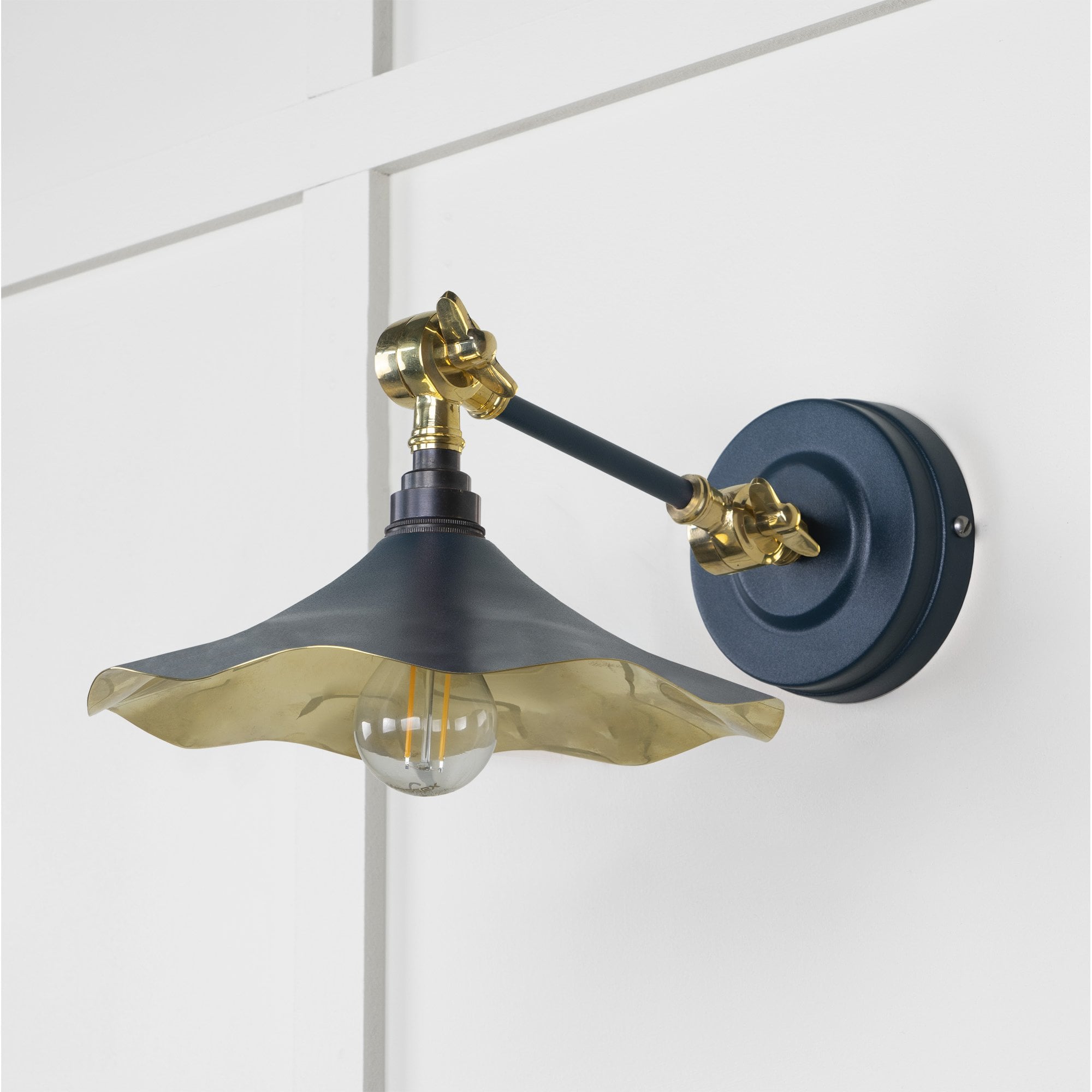 From The Anvil Smooth Brass Flora Wall Light - Dusk (Dark Blue/Grey)
