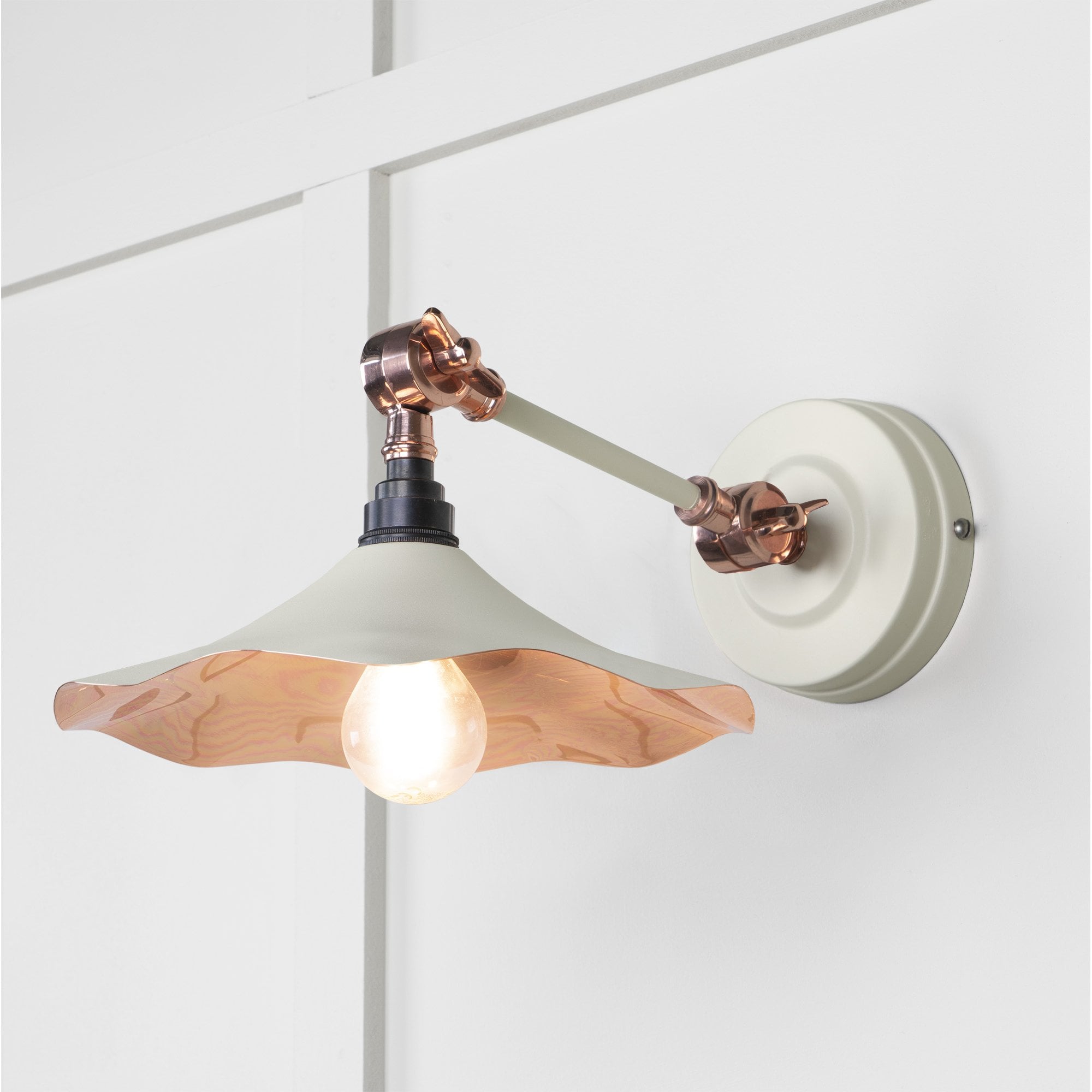 From The Anvil Smooth Copper Flora Wall Light - Teasel (Off White/Cream)