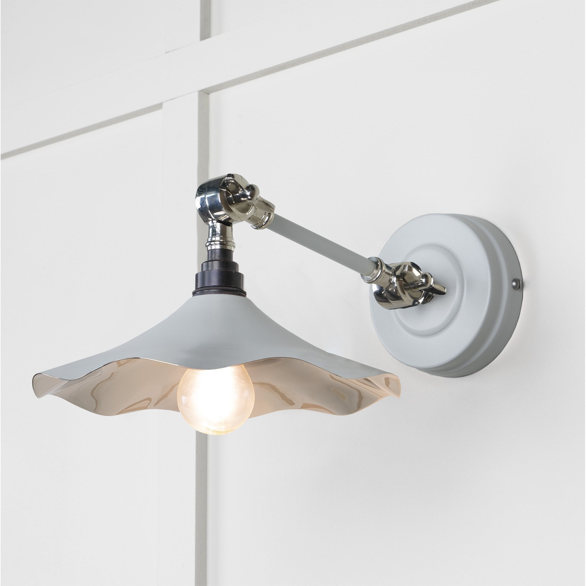 From The Anvil Smooth Nickel Flora Wall Light - Birch (Pale Grey)