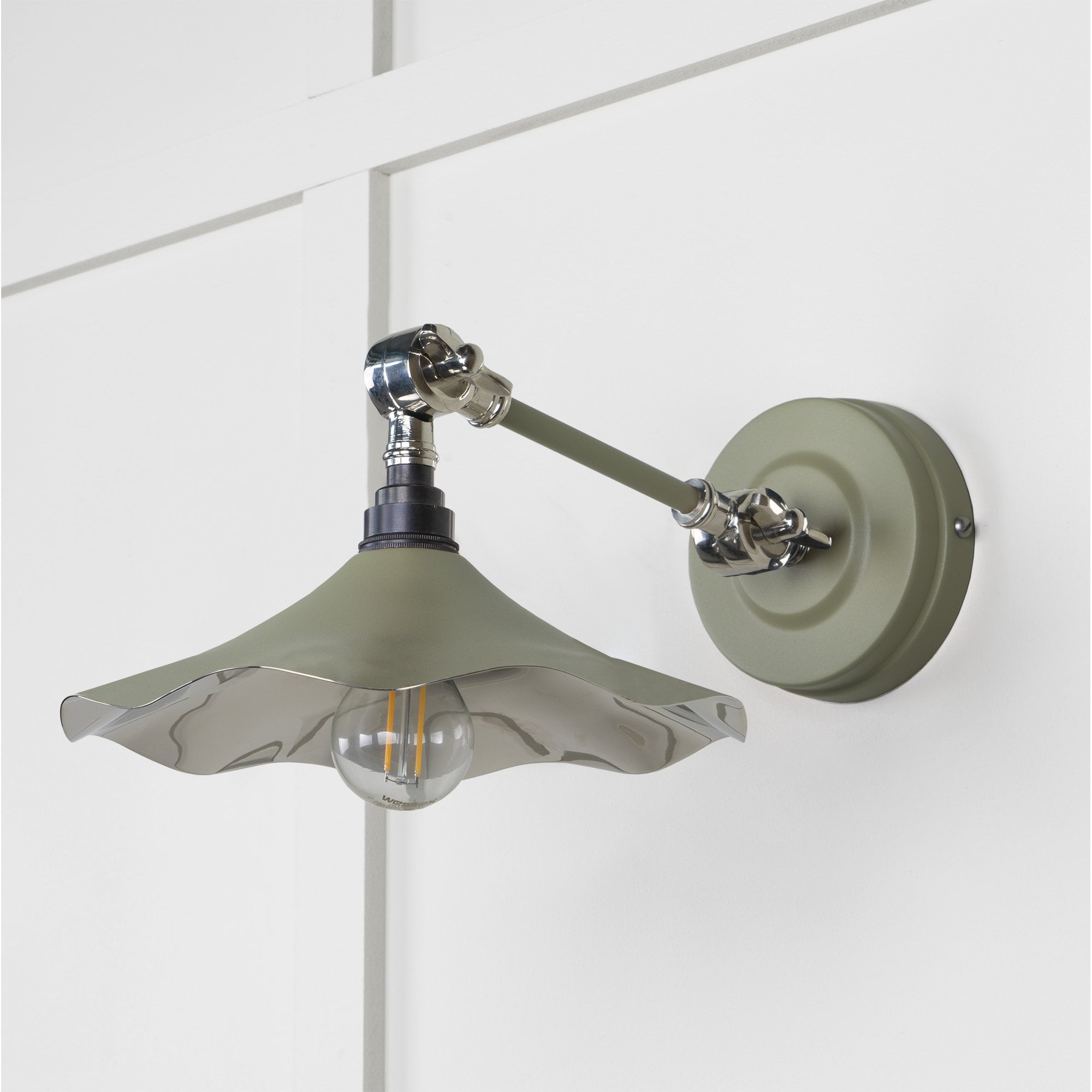 From The Anvil Smooth Nickel Flora Wall Light - Tump (Pale Green)