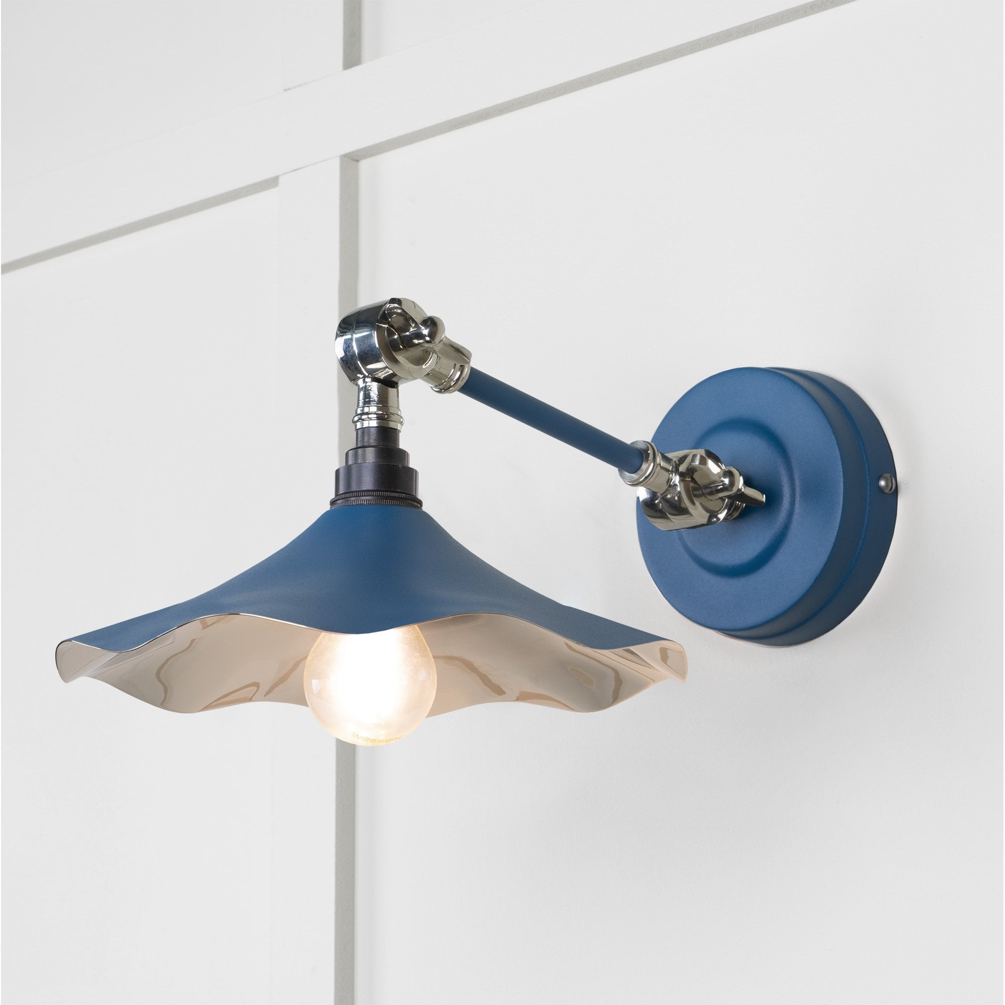 From The Anvil Smooth Nickel Flora Wall Light - Upstream (Blue)