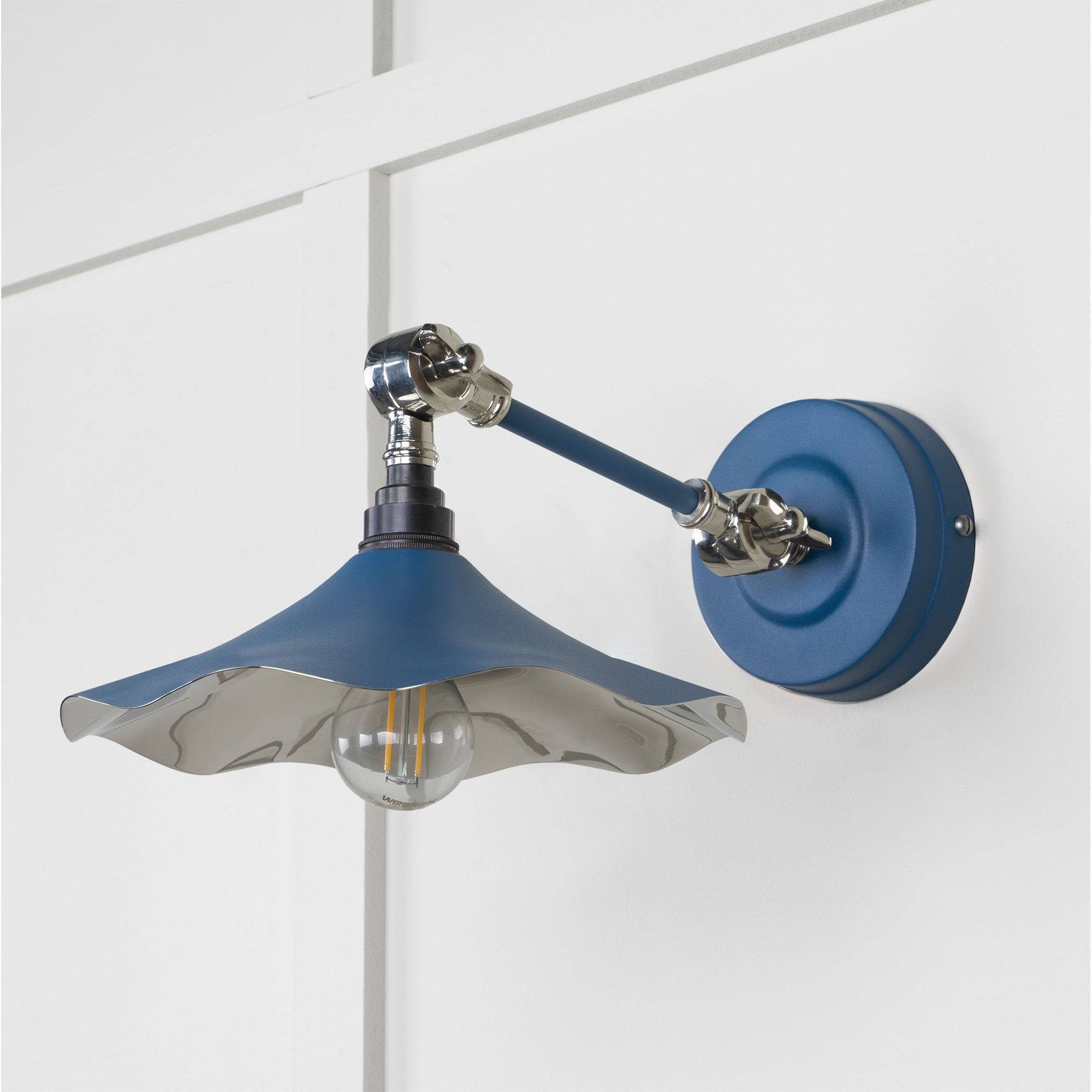 From The Anvil Smooth Nickel Flora Wall Light - Upstream (Blue)