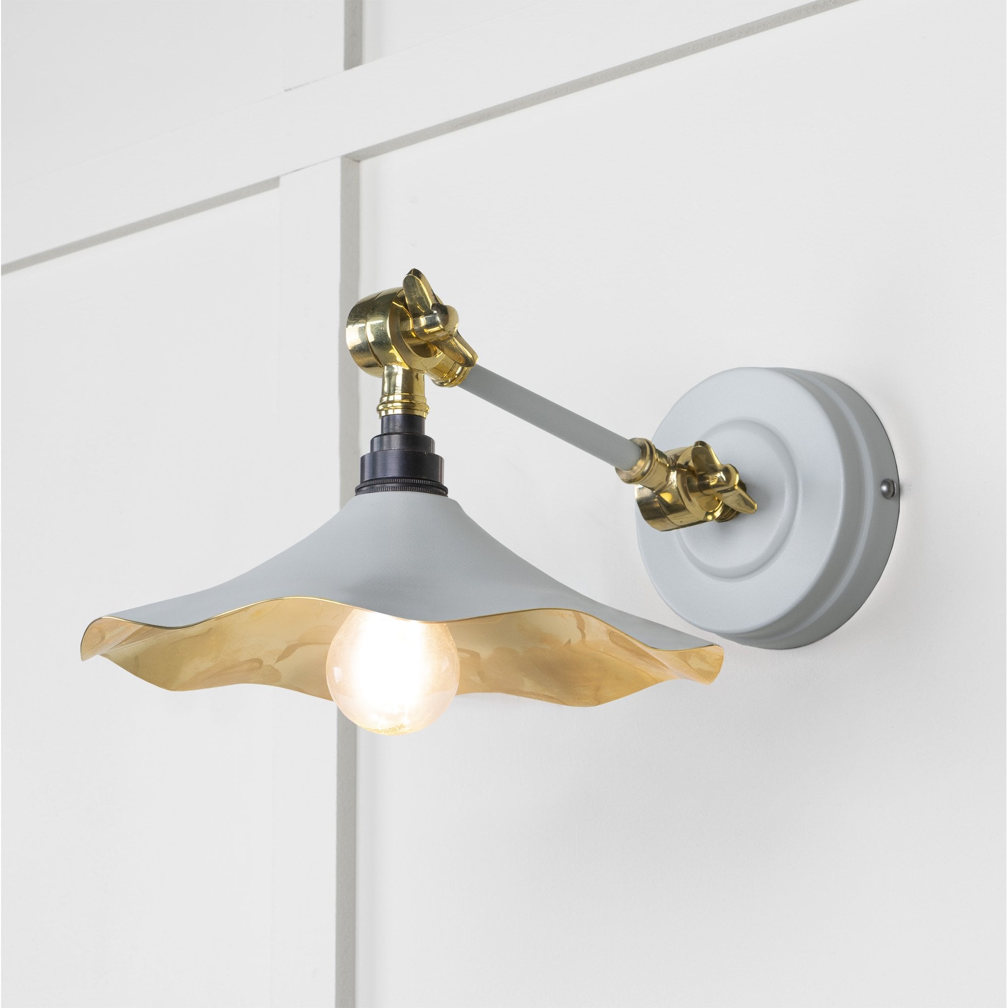 From The Anvil Smooth Brass Flora Wall Light - Birch (Pale Grey)