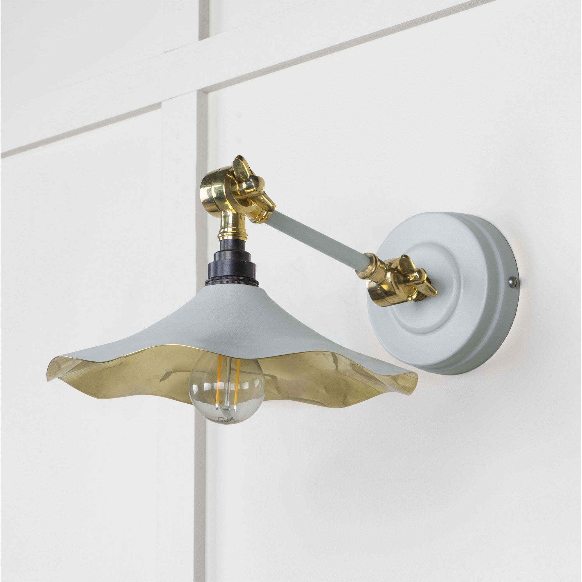From The Anvil Smooth Brass Flora Wall Light - Birch (Pale Grey)