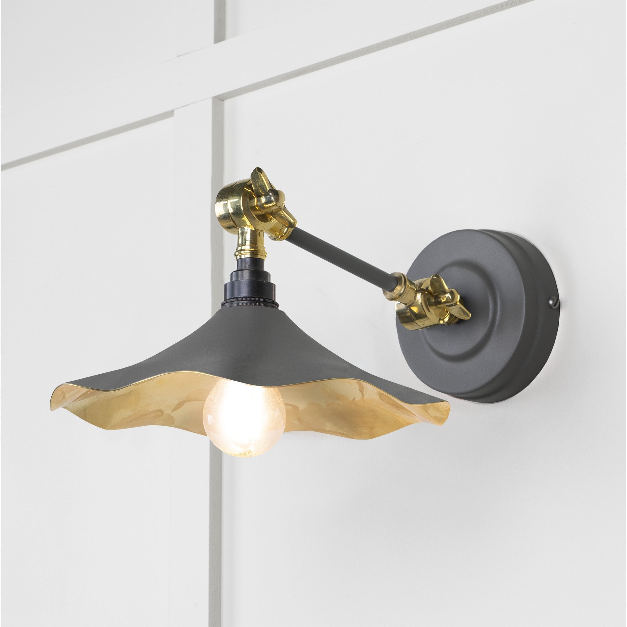 From The Anvil Smooth Brass Flora Wall Light - Bluff (Warm Grey)