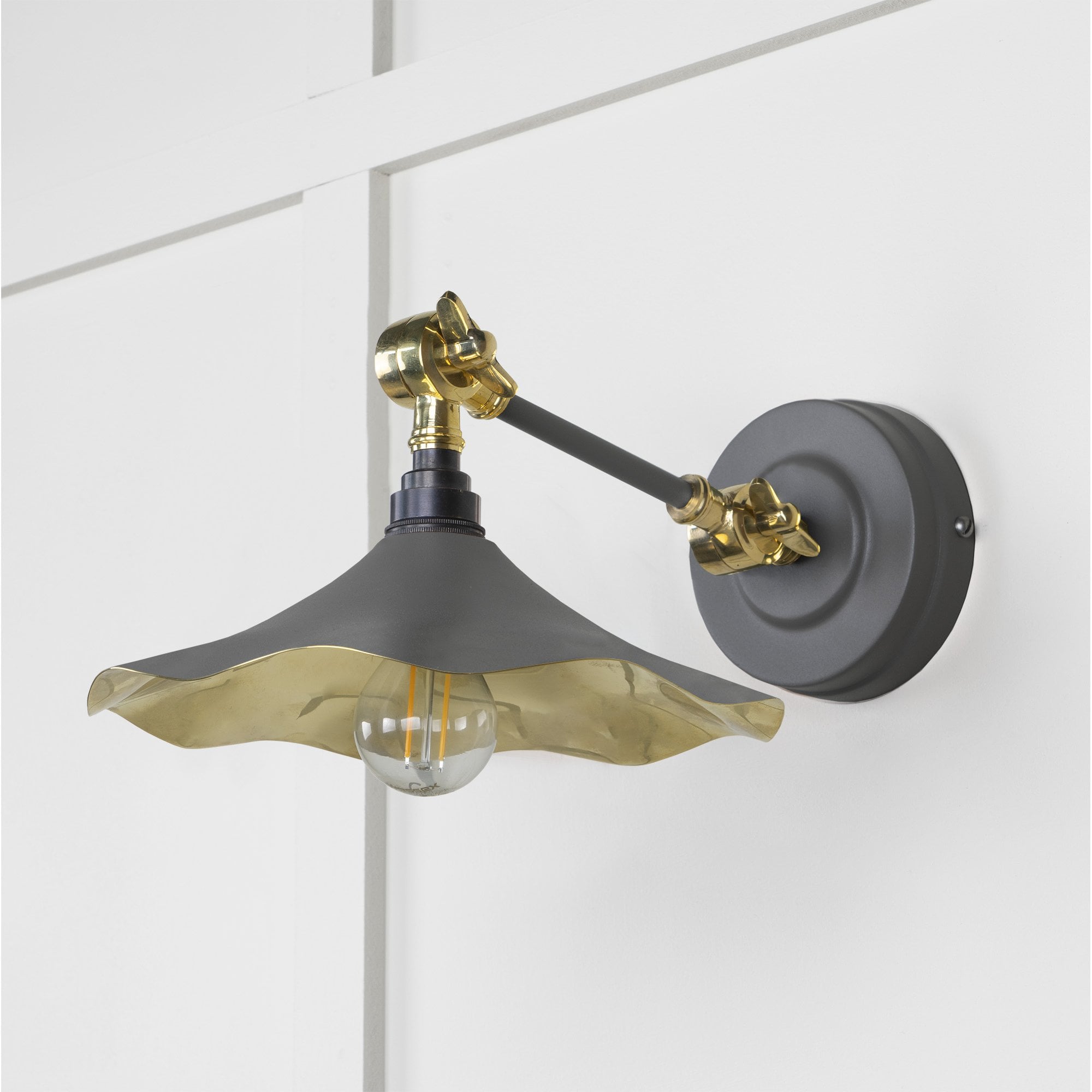 From The Anvil Smooth Brass Flora Wall Light - Bluff (Warm Grey)