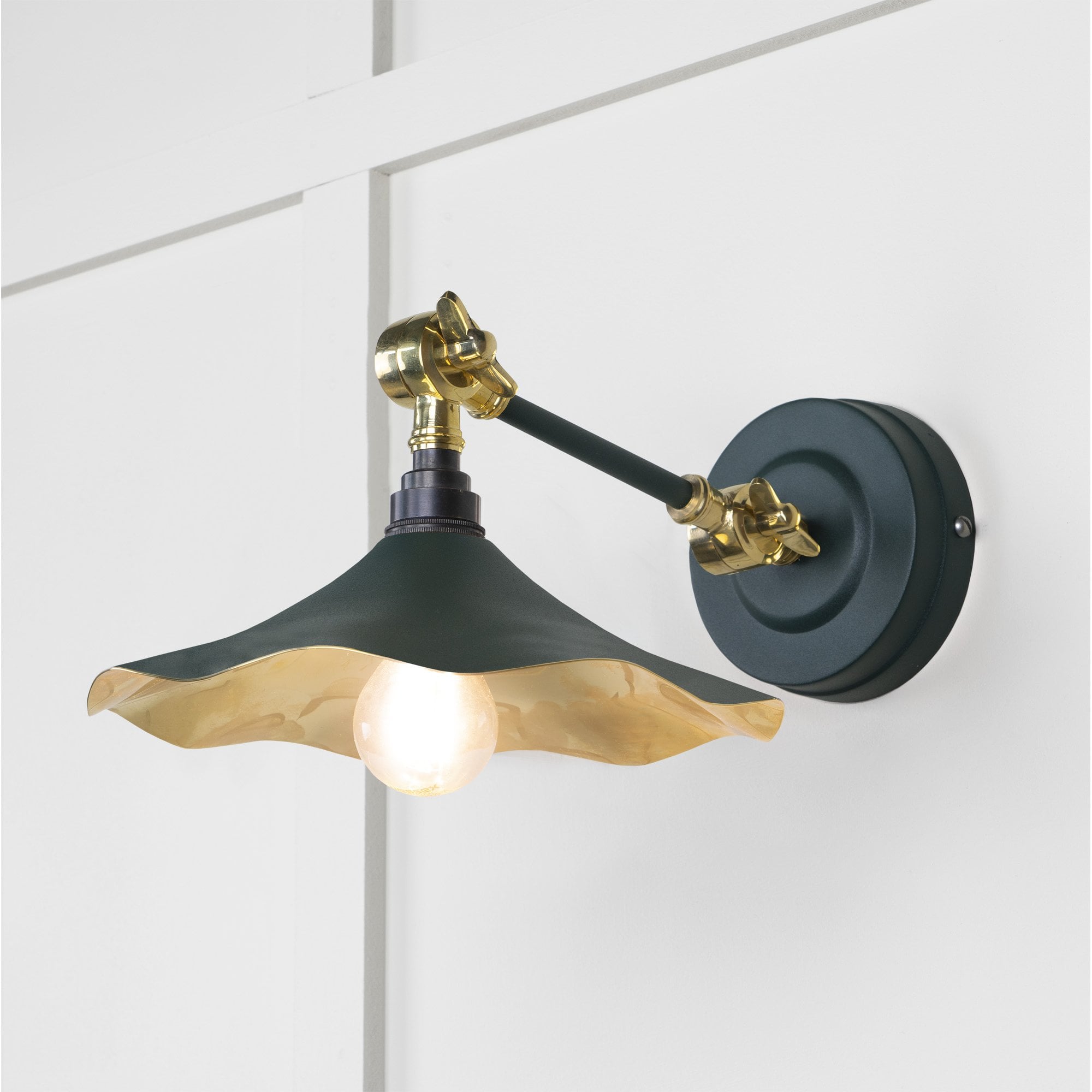 From The Anvil Smooth Brass Flora Wall Light - Dingle (Rich Green)
