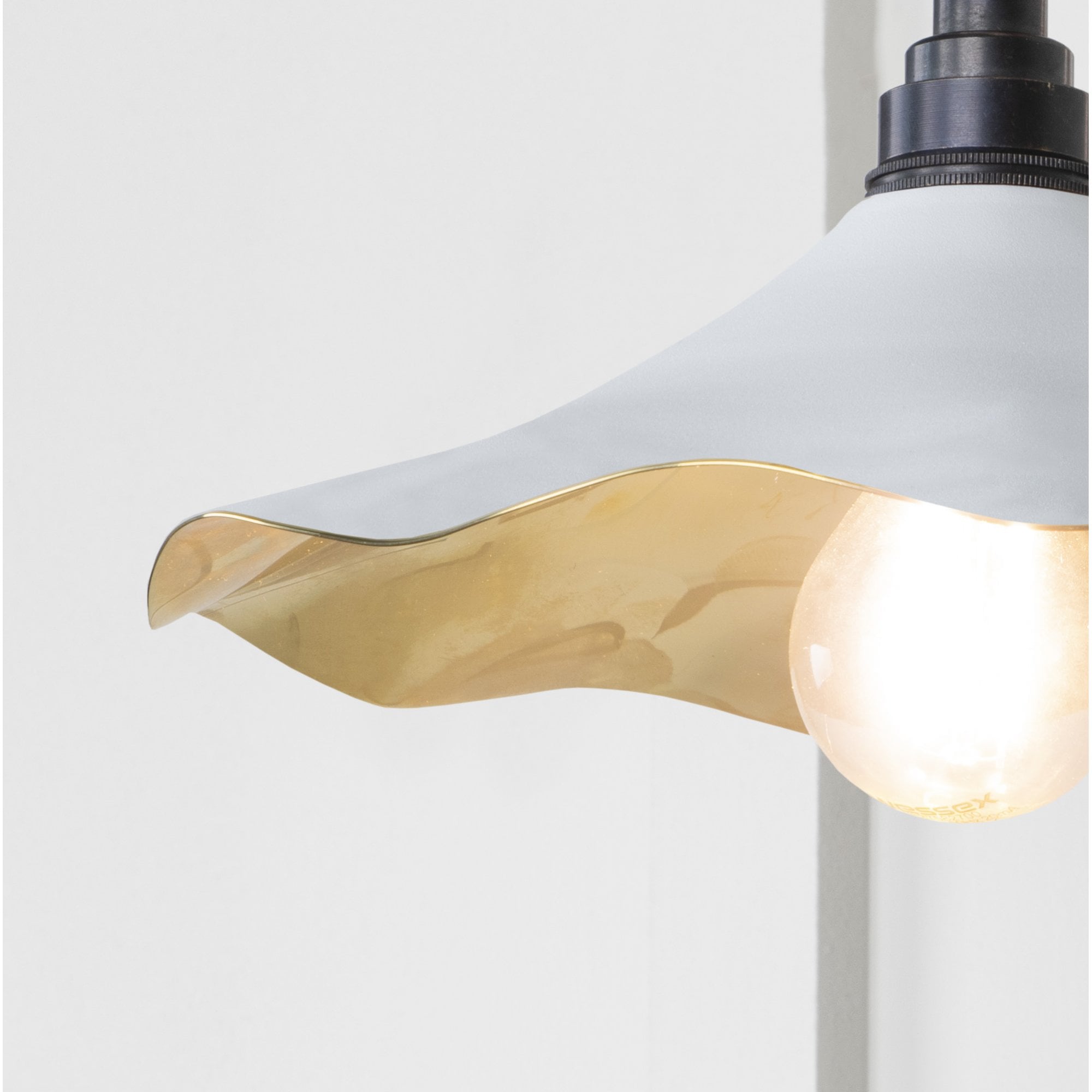 From The Anvil Smooth Brass Flora Wall Light - Flock (Matt White)