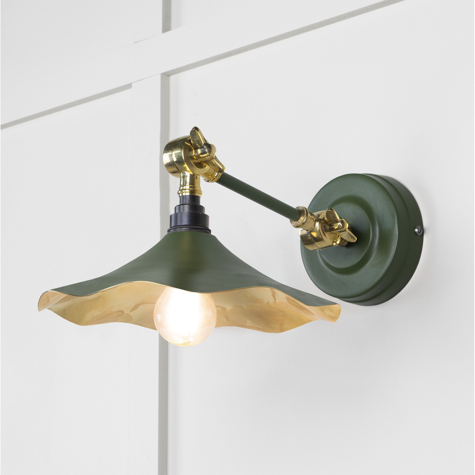 From The Anvil Smooth Brass Flora Wall Light - Heath (Earthy Green)