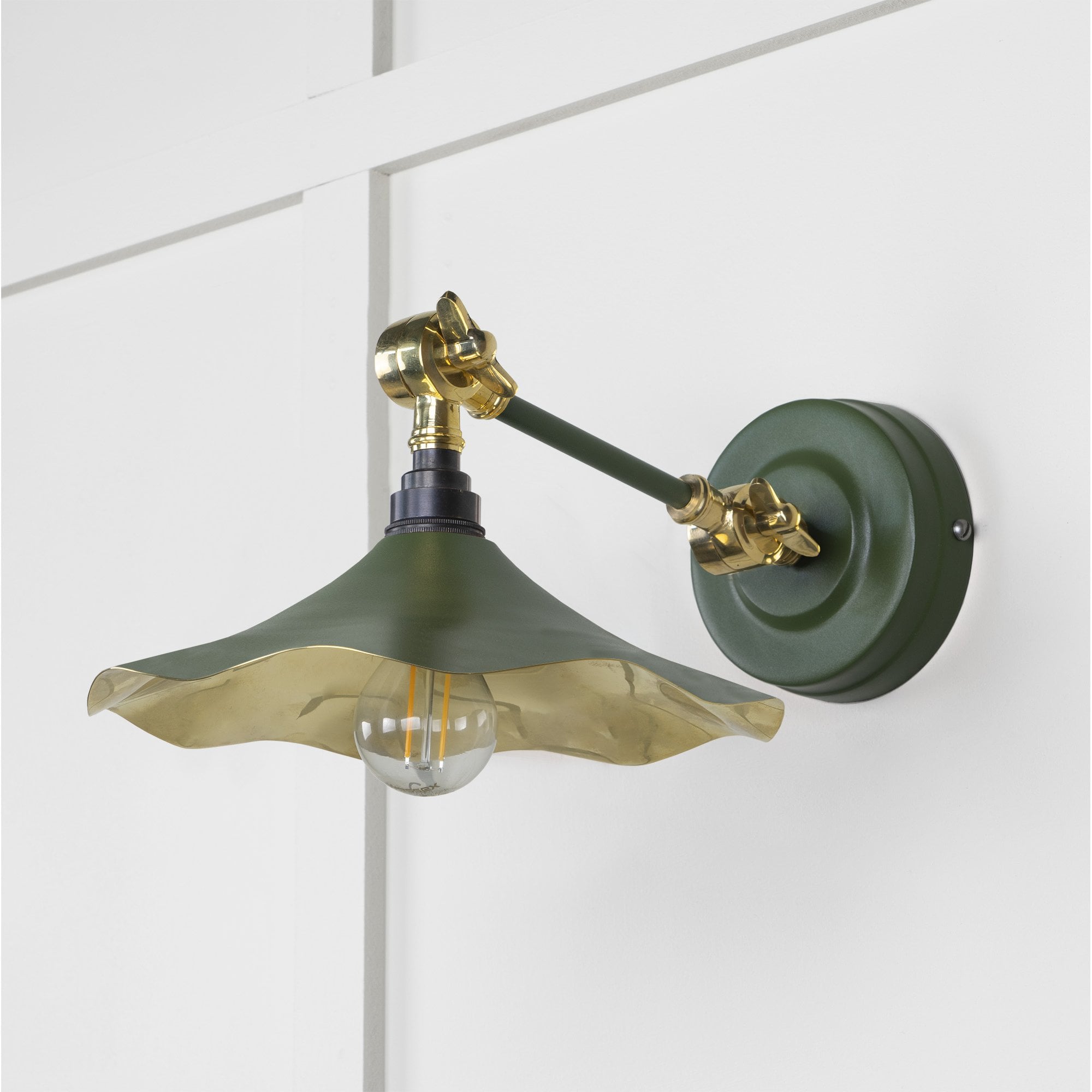 From The Anvil Smooth Brass Flora Wall Light - Heath (Earthy Green)