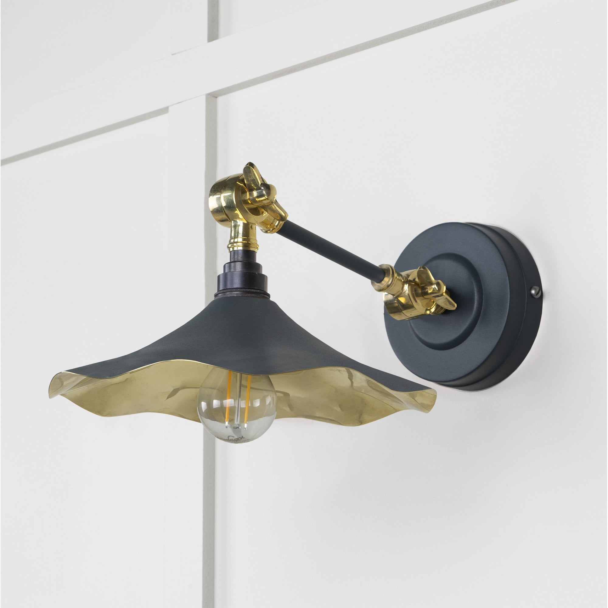 From The Anvil Smooth Brass Flora Wall Light - Soot (Dark Grey)