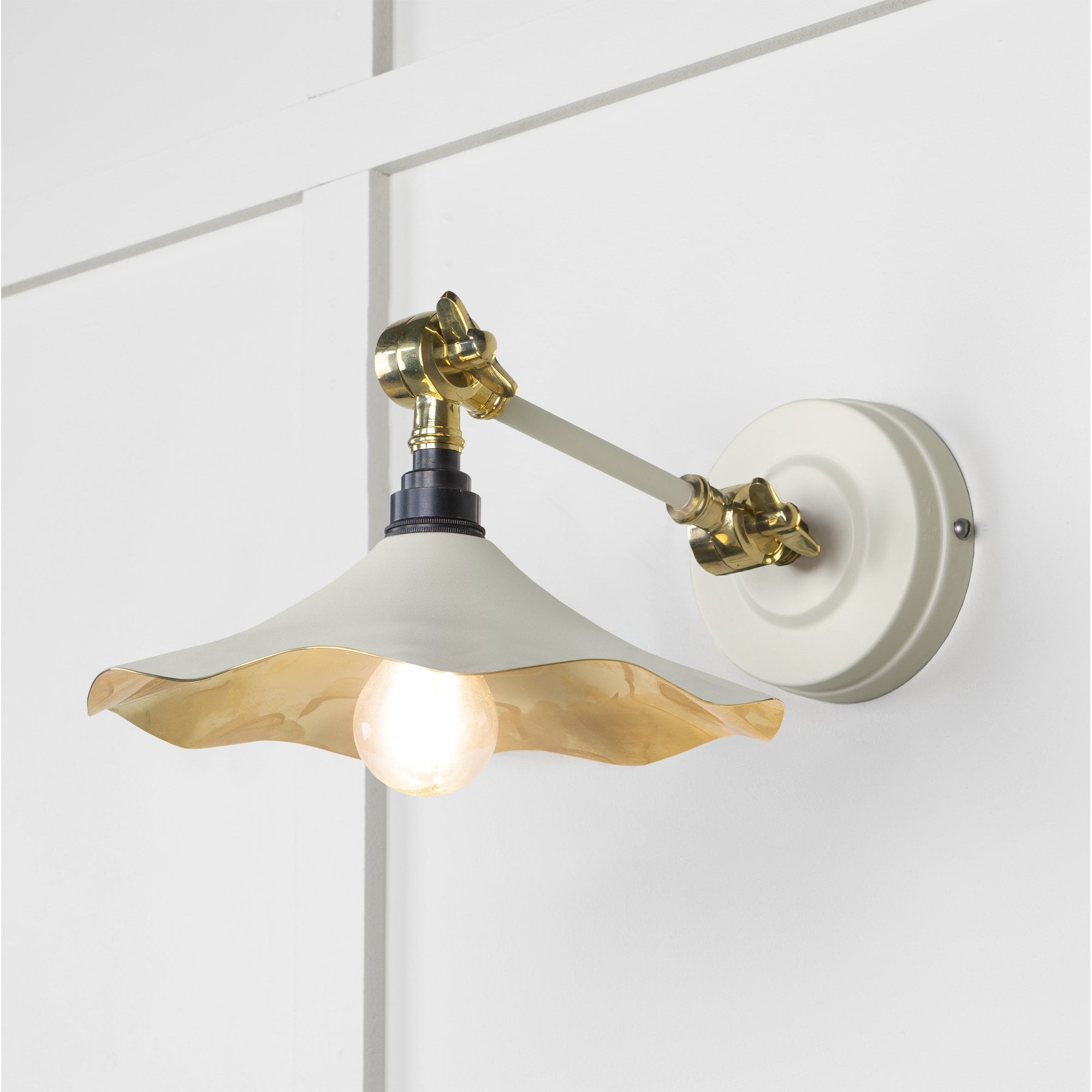 From The Anvil Smooth Brass Flora Wall Light - Teasel (Off White/Cream)