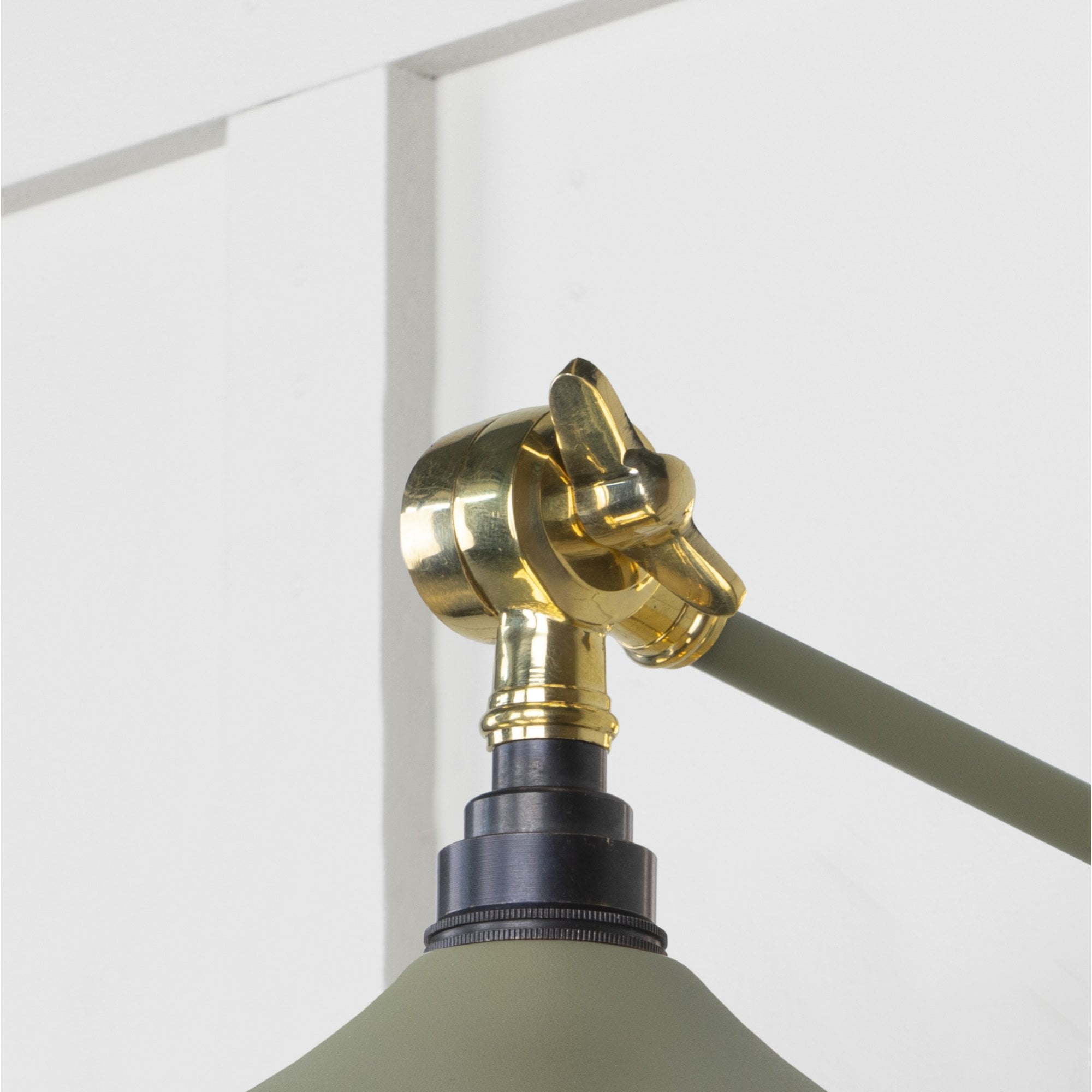 From The Anvil Smooth Brass Flora Wall Light - Tump (Pale Green)