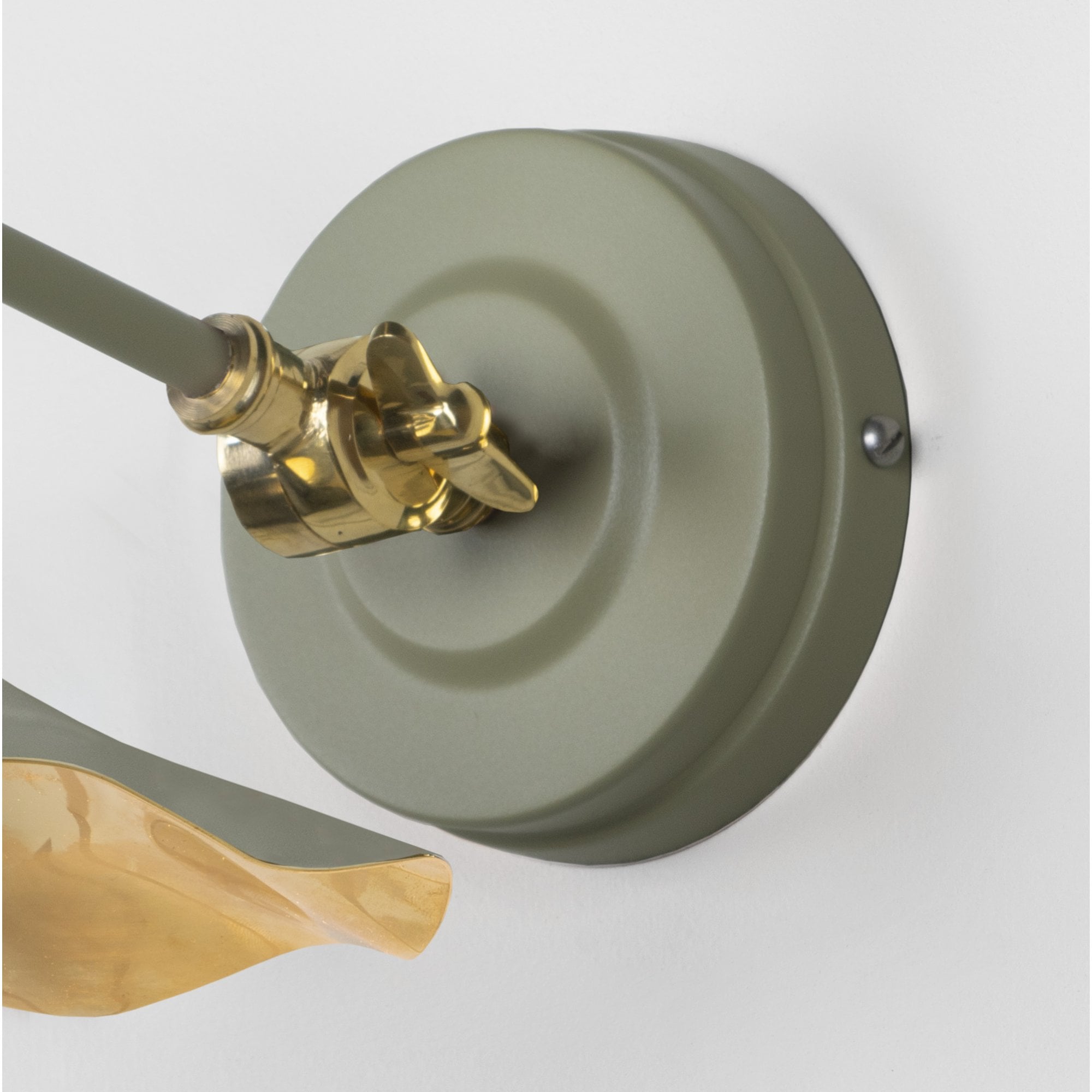 From The Anvil Smooth Brass Flora Wall Light - Tump (Pale Green)
