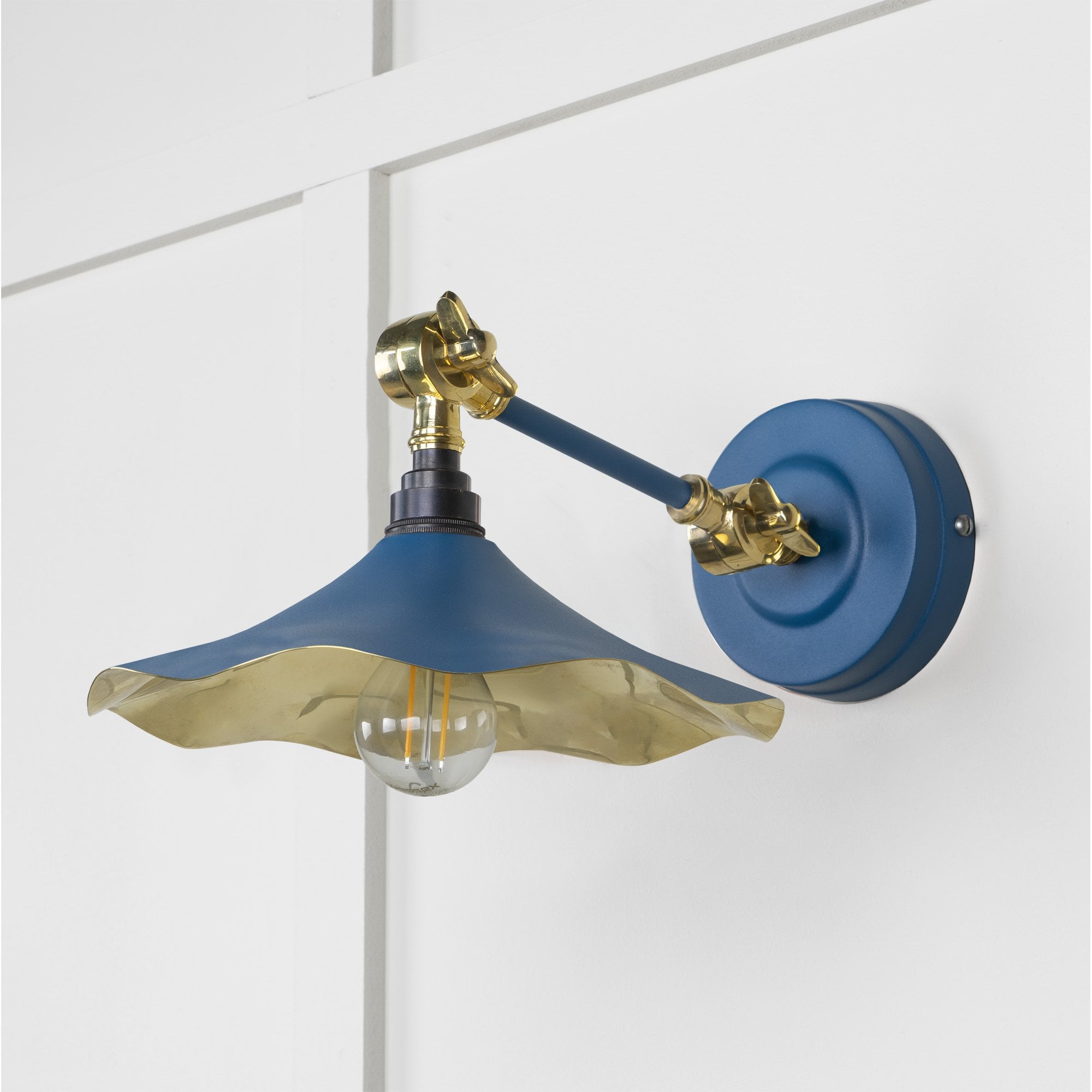 From The Anvil Smooth Brass Flora Wall Light - Upstream (Blue)