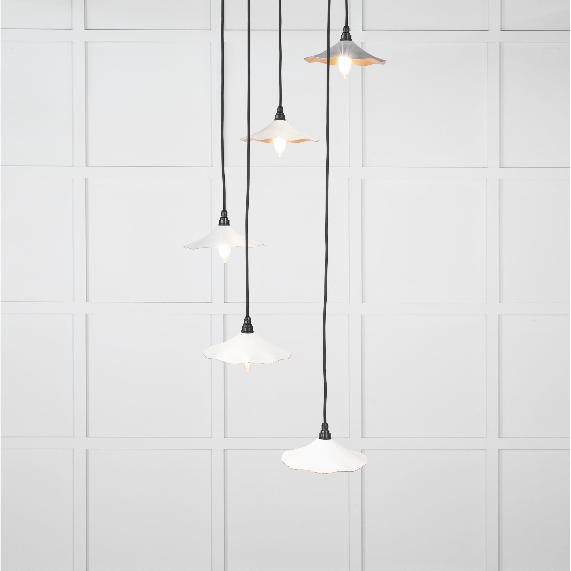 From The Anvil Smooth Copper Flora Cluster Pendant - Flock (Matt White)