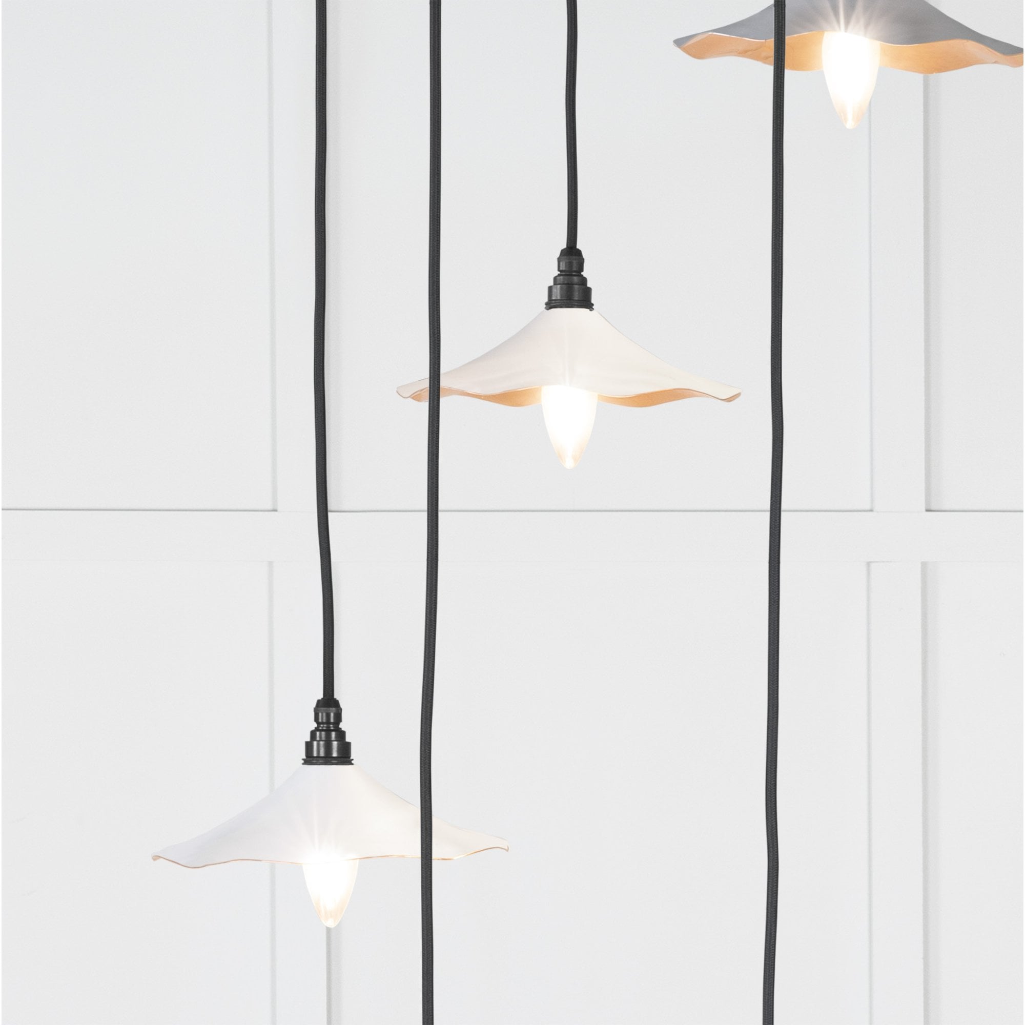 From The Anvil Smooth Copper Flora Cluster Pendant - Flock (Matt White)