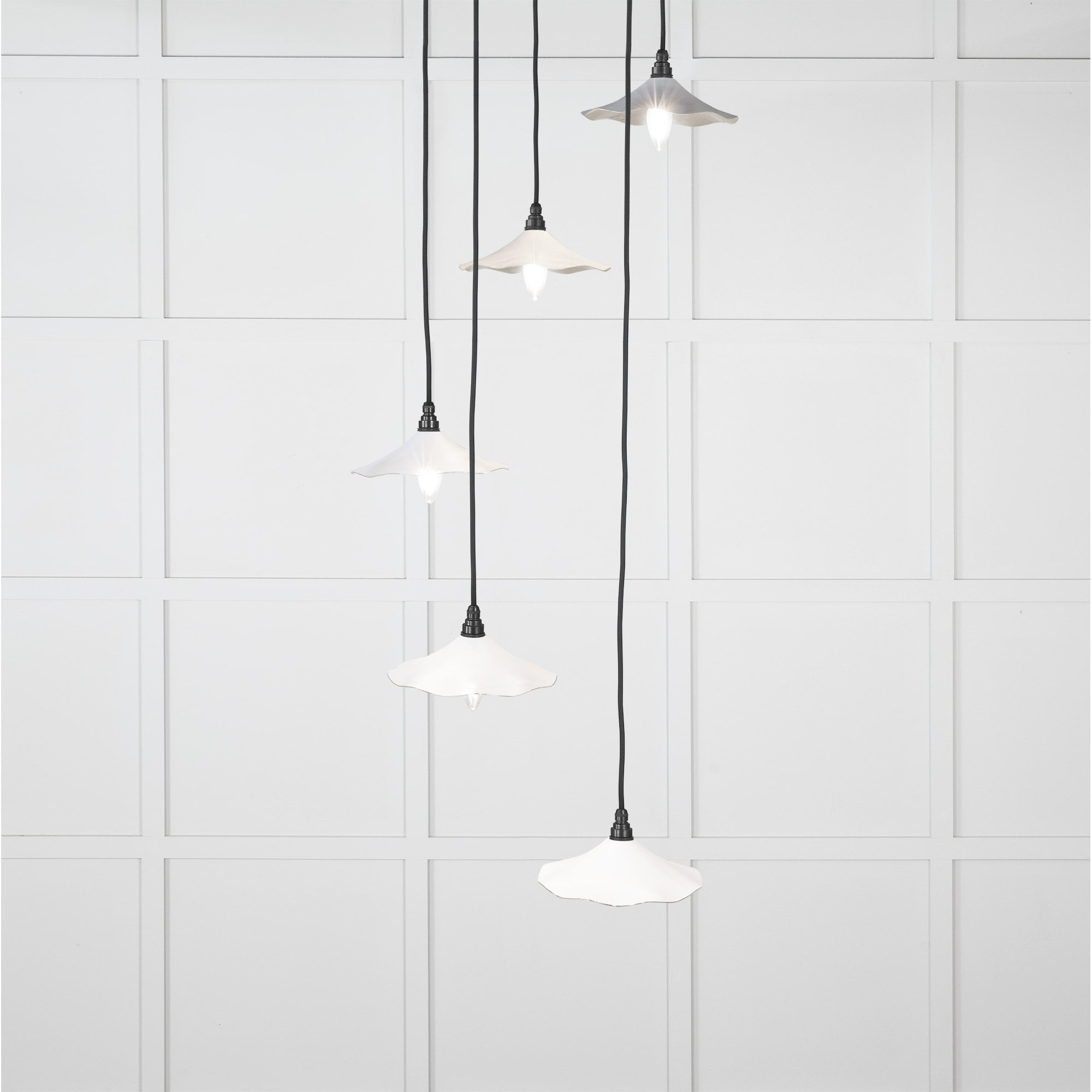 From The Anvil Smooth Nickel Flora Cluster Pendant - Flock (Matt White)