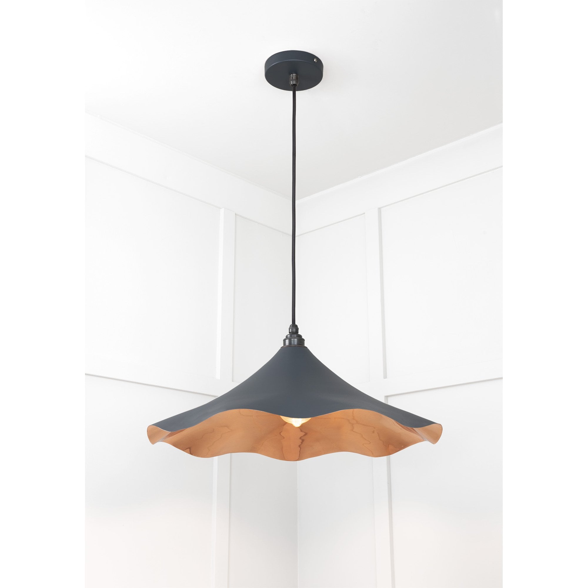 From The Anvil Smooth Copper Flora Pendant - Soot (Dark Grey)