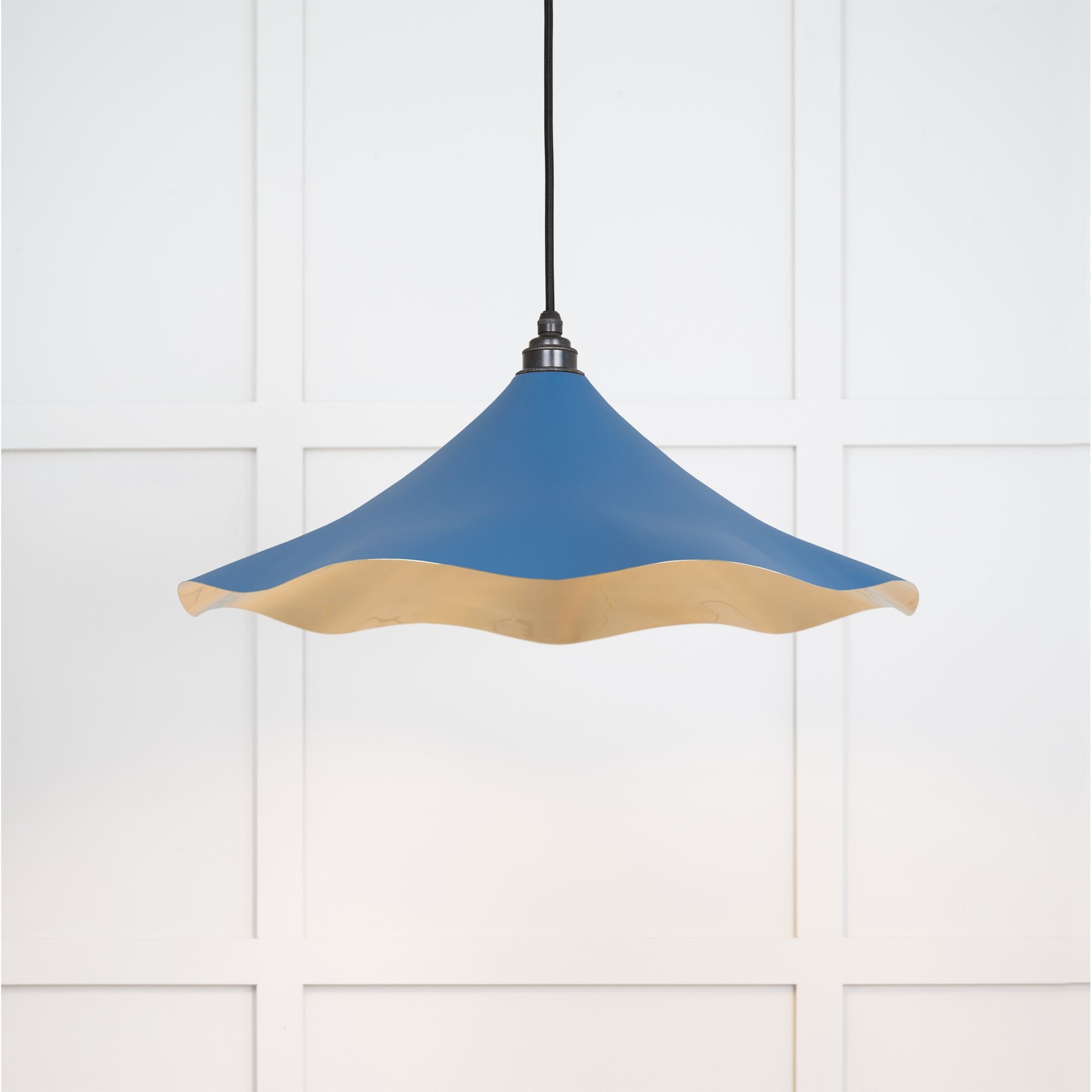 From The Anvil Smooth Brass Flora Pendant - Upstream (Blue)