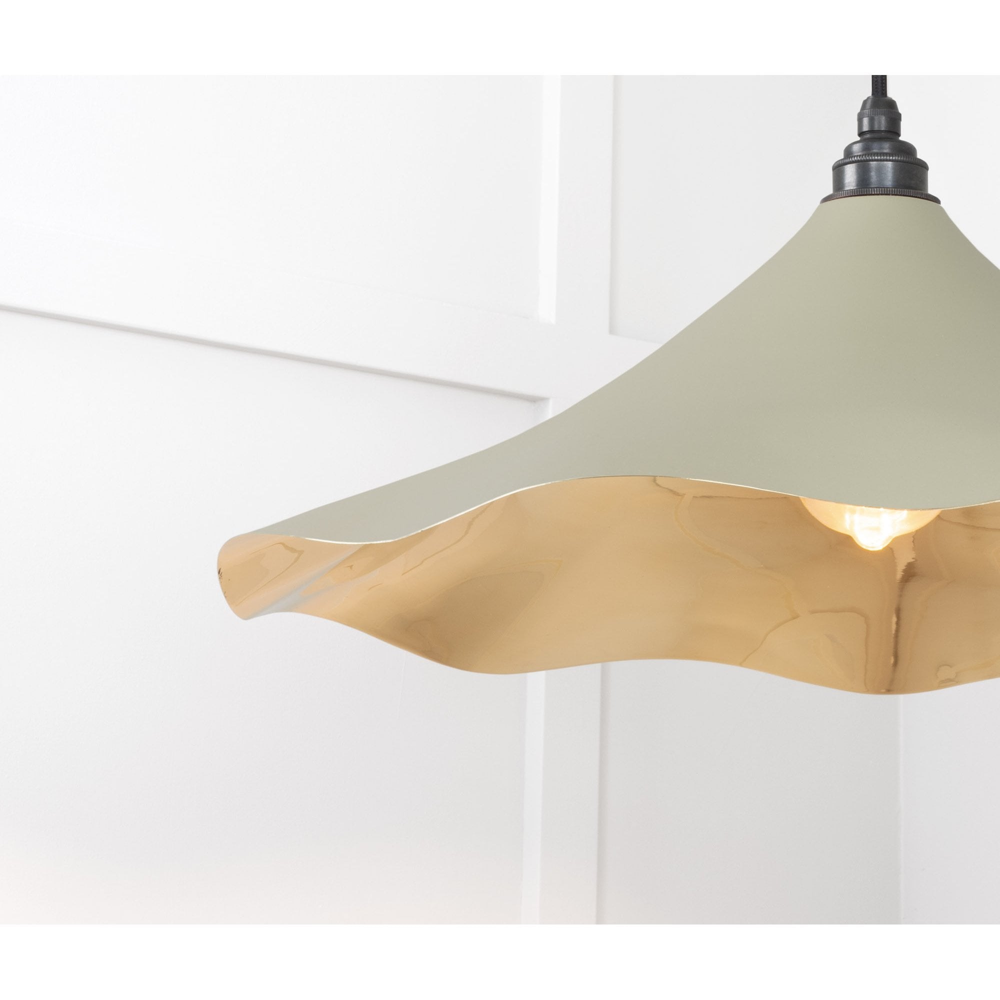 From The Anvil Smooth Brass Flora Pendant - Tump (Pale Green)