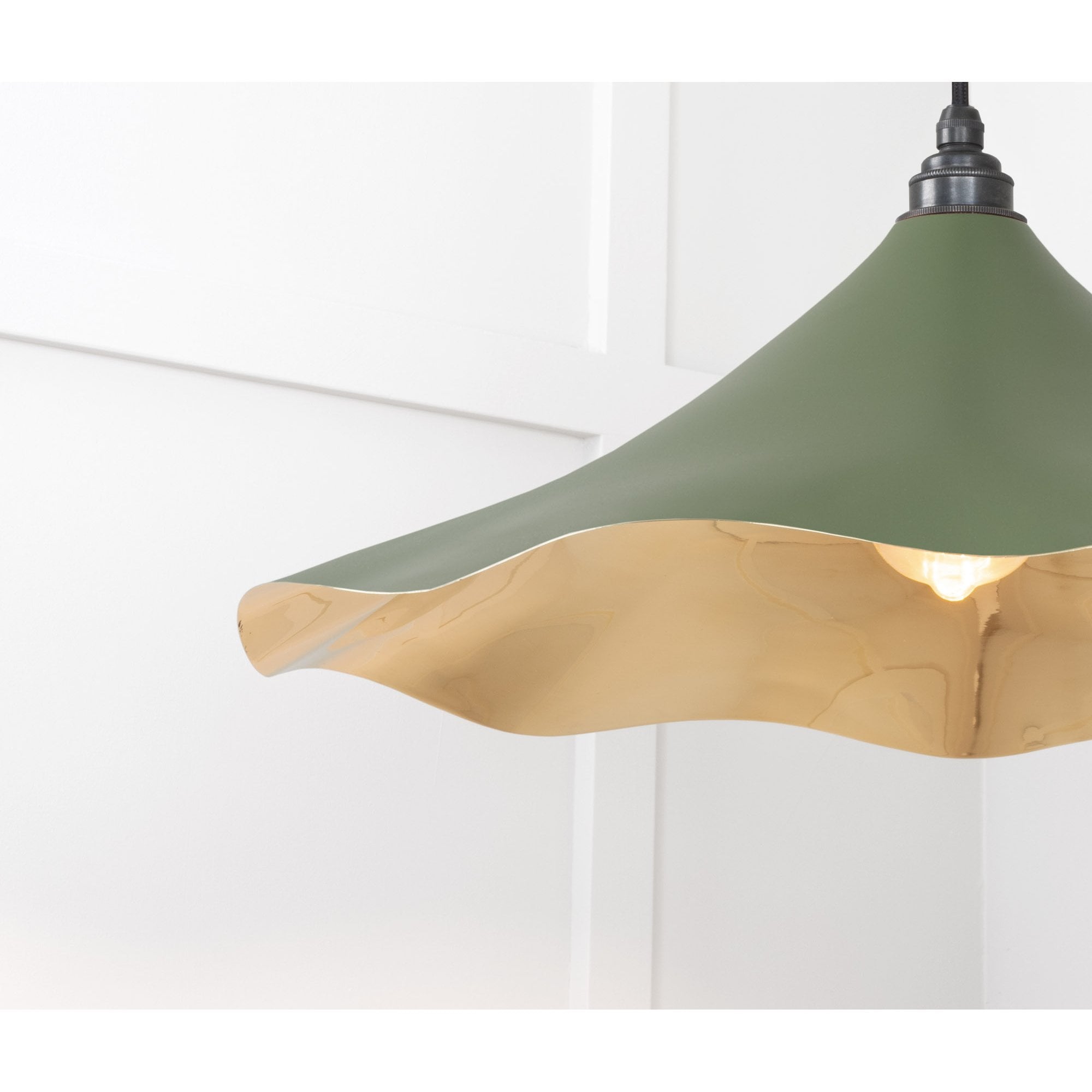 From The Anvil Smooth Brass Flora Pendant - Heath (Earthy Green)