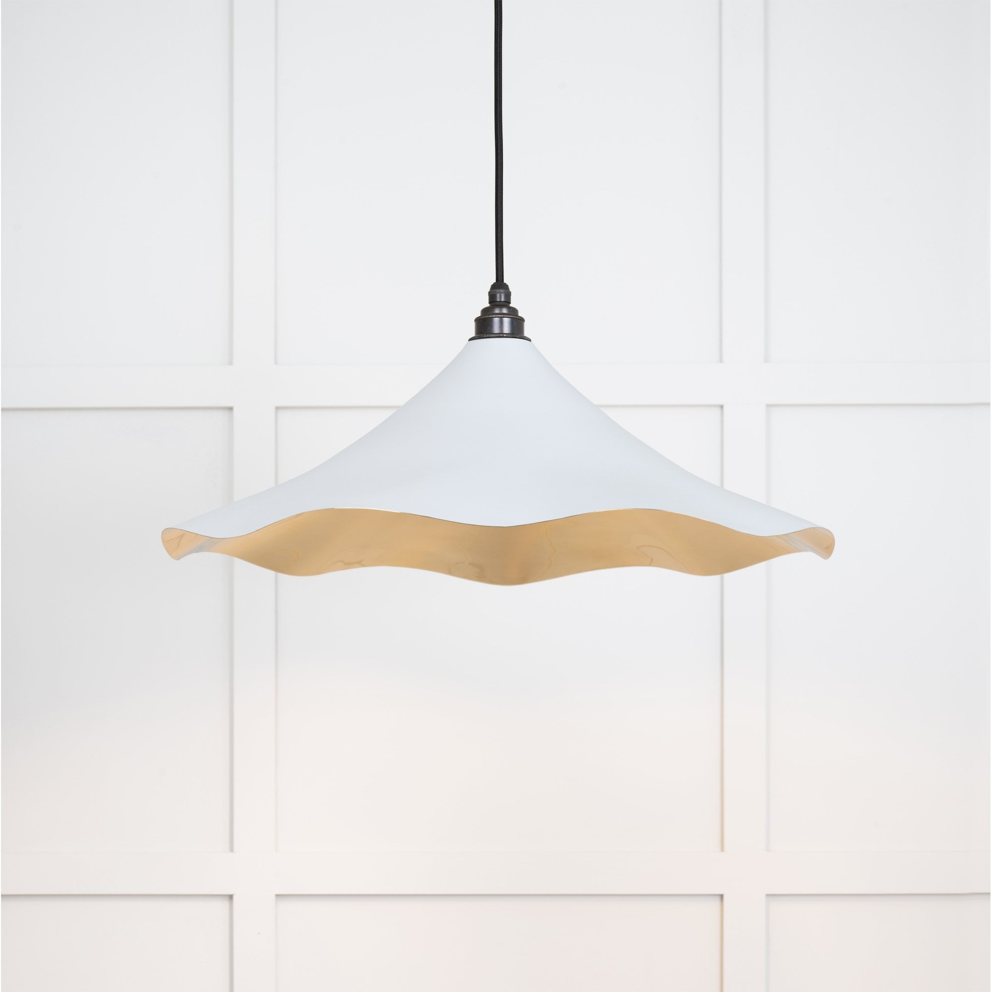 From The Anvil Smooth Brass Flora Pendant - Birch (Pale Grey)