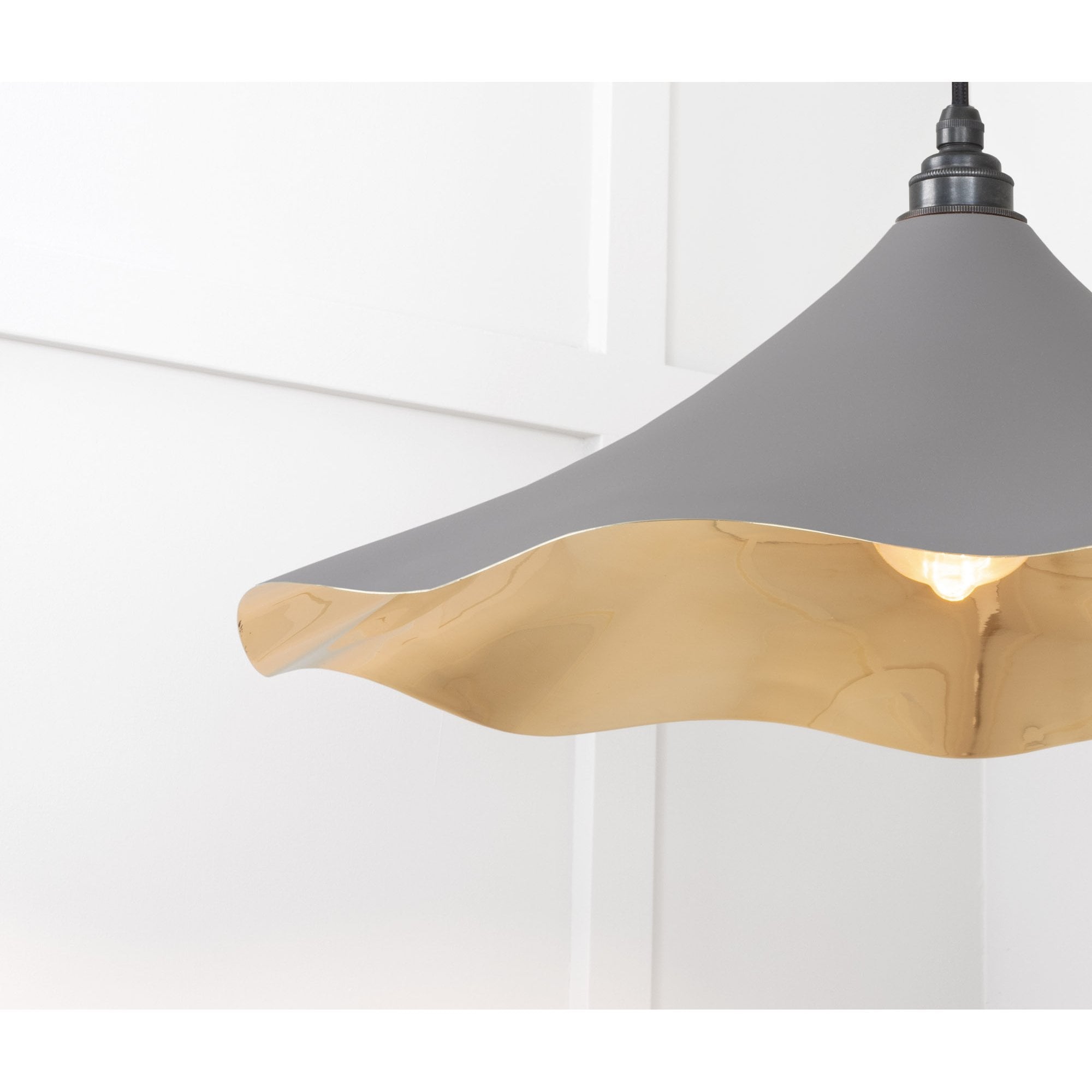 From The Anvil Smooth Brass Flora Pendant - Bluff (Warm Grey)