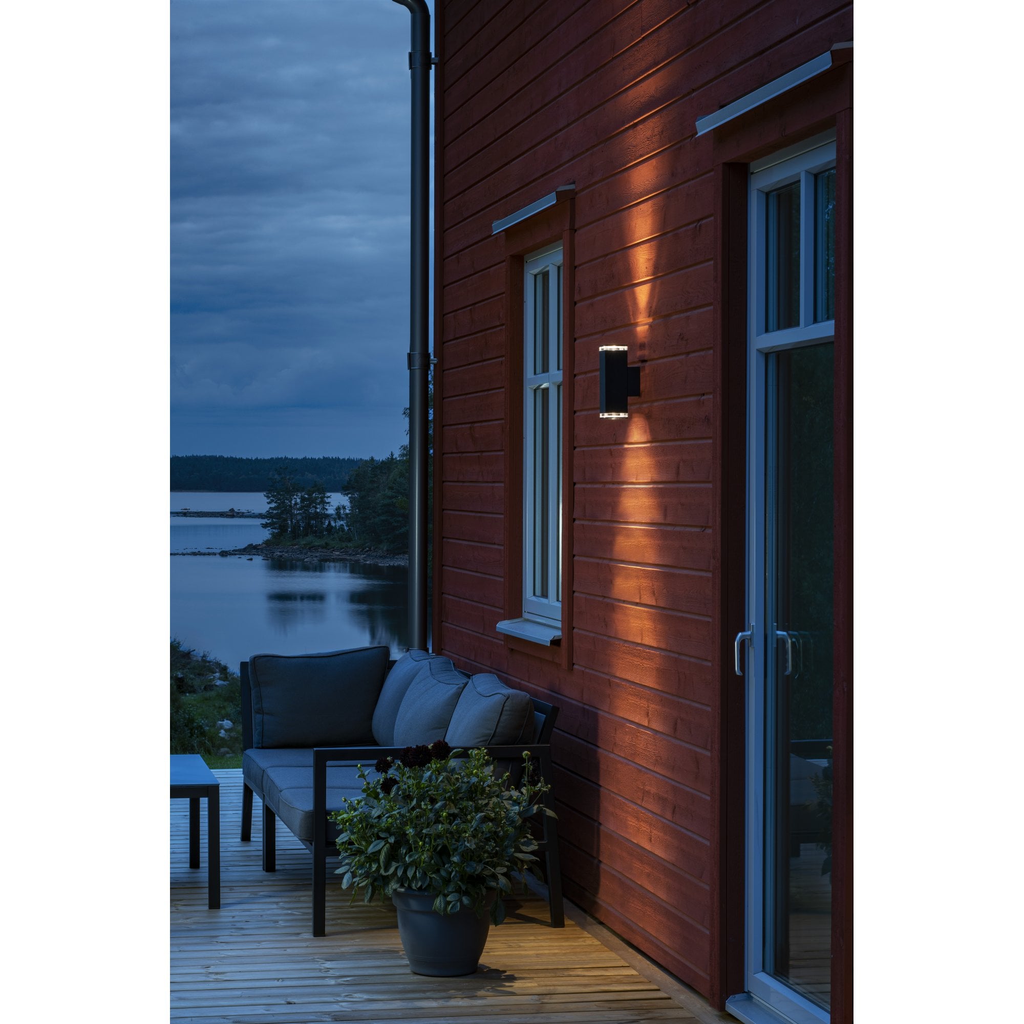Konstsmide Pollux Single Ring Up/Down Wall Light - Matt Black