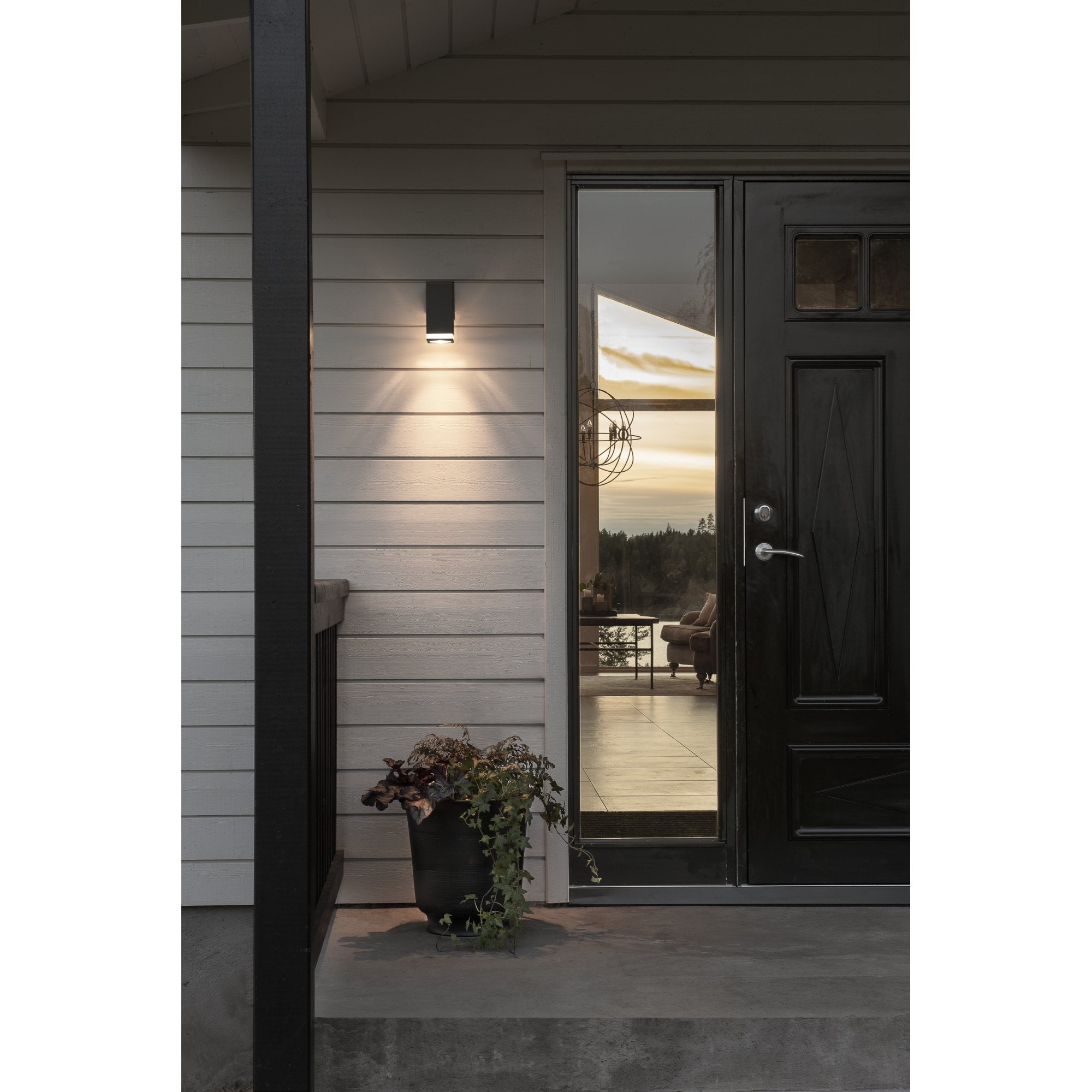 Konstsmide Pollux Single Ring Down Wall Light - Matt Black